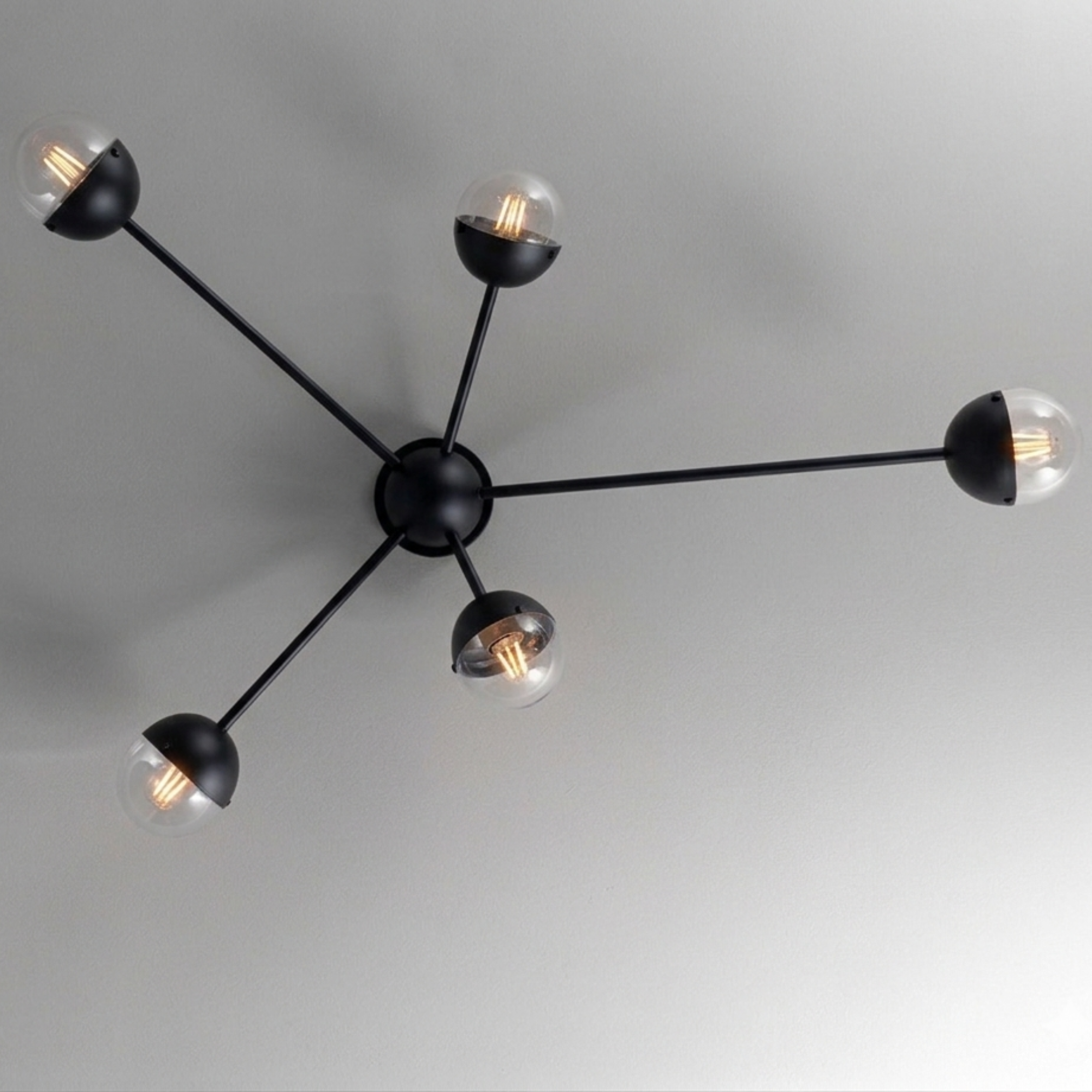 Schwung Molecule Spark 5 Light Flush/Wall Sconce Light - Transparent Glass