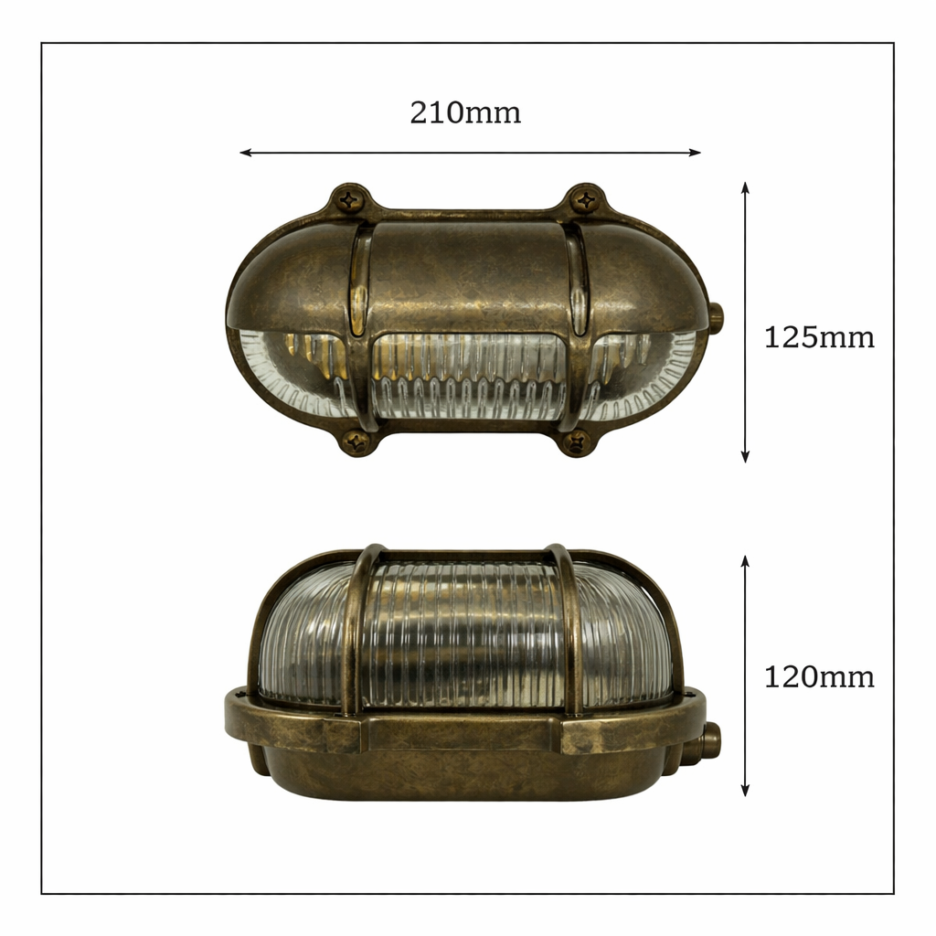 Navigator Palaemon North Bulkhead Wall Light - Antique Brass