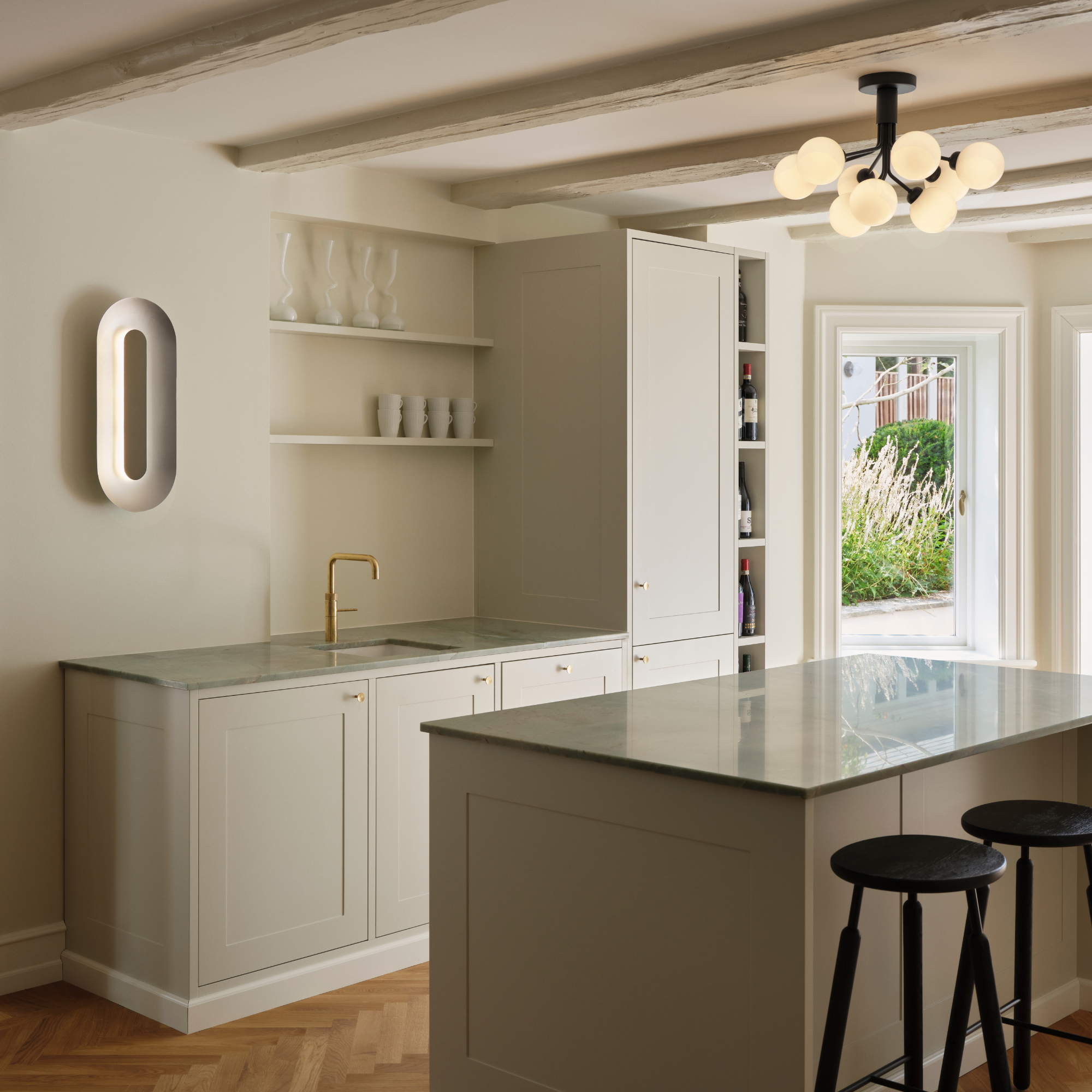 Nuura Apiales 9 Light Ceiling Light - Satin Black & Opal Glass