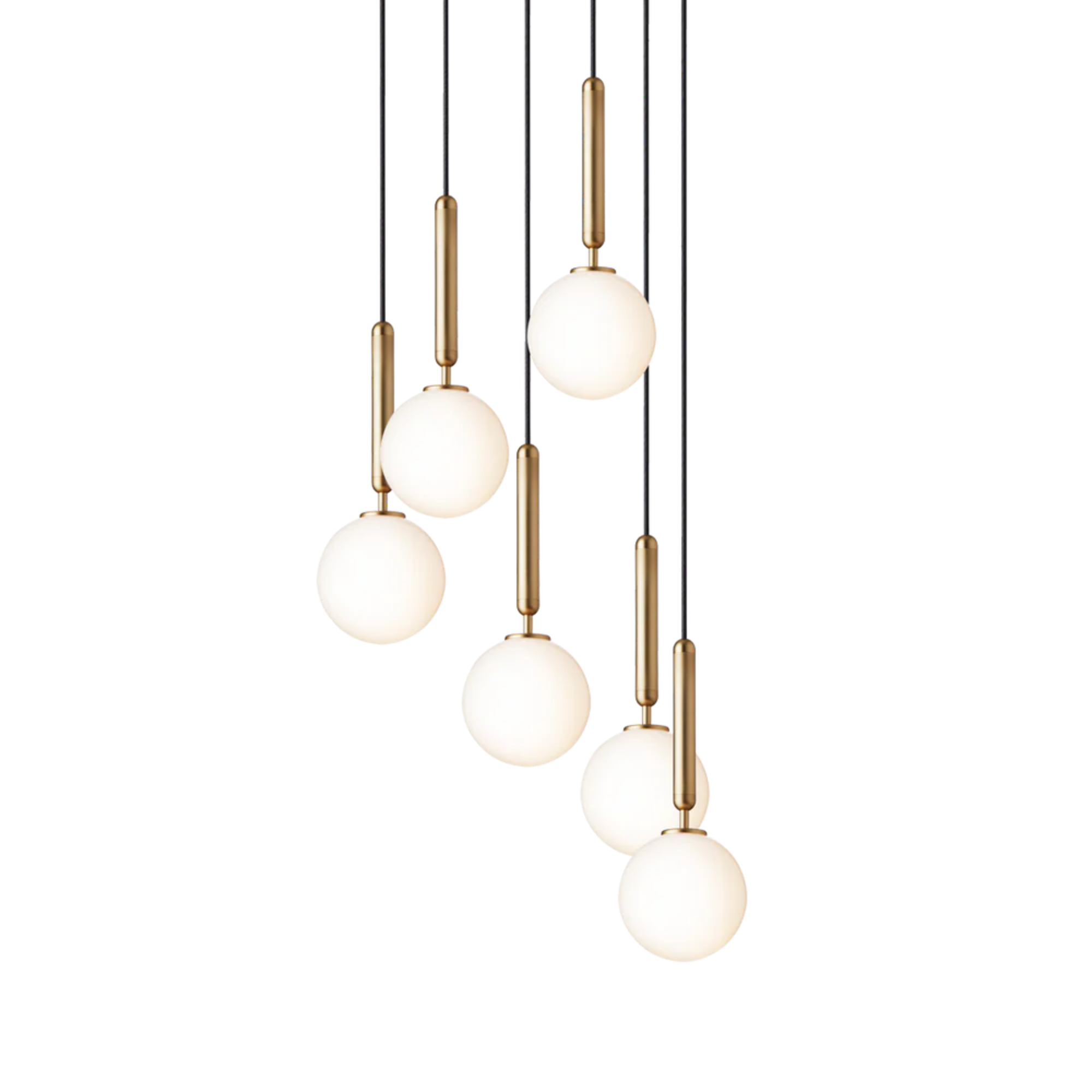 Nuura Miira 6 Light Chandelier - Brass & Opal Glass