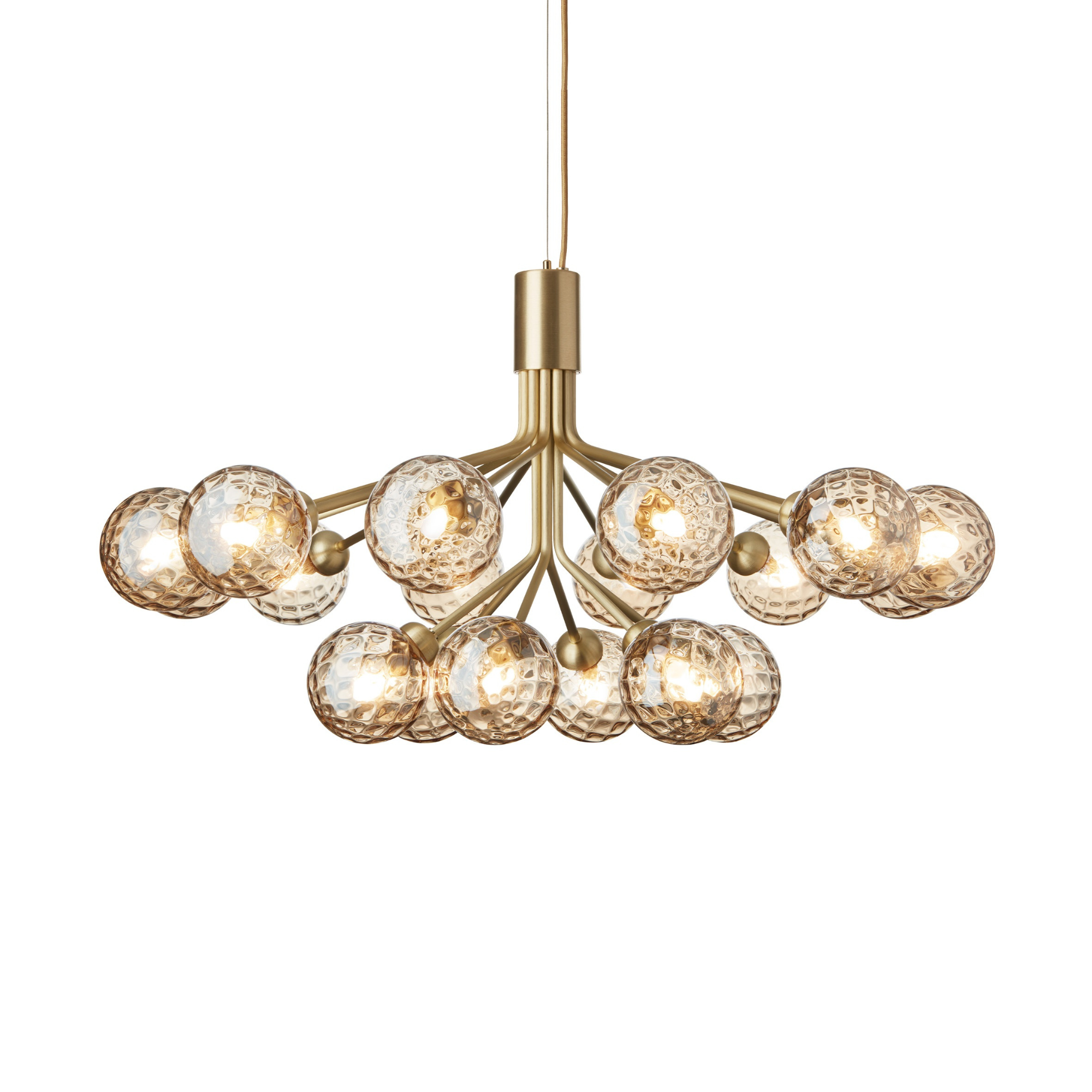 Nuura Apiales 18 Light Chandelier - Brushed Brass & Optic Gold Glass