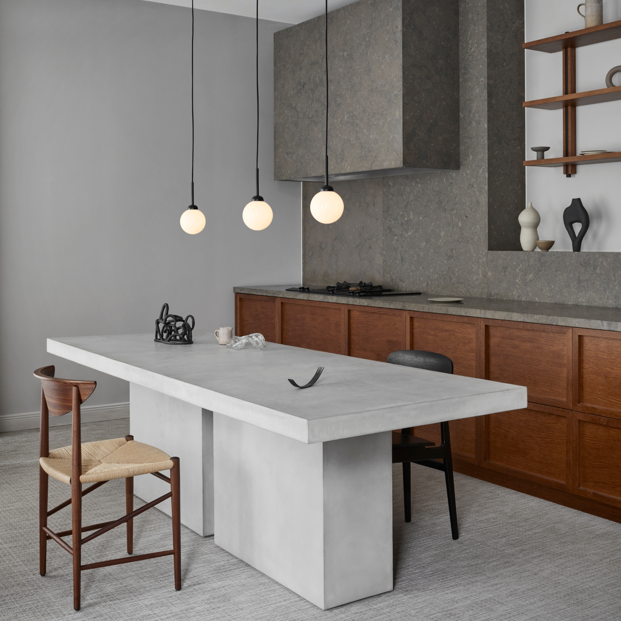 Nuura Apiales 1 Light Pendant - Satin Black & Opal Glass