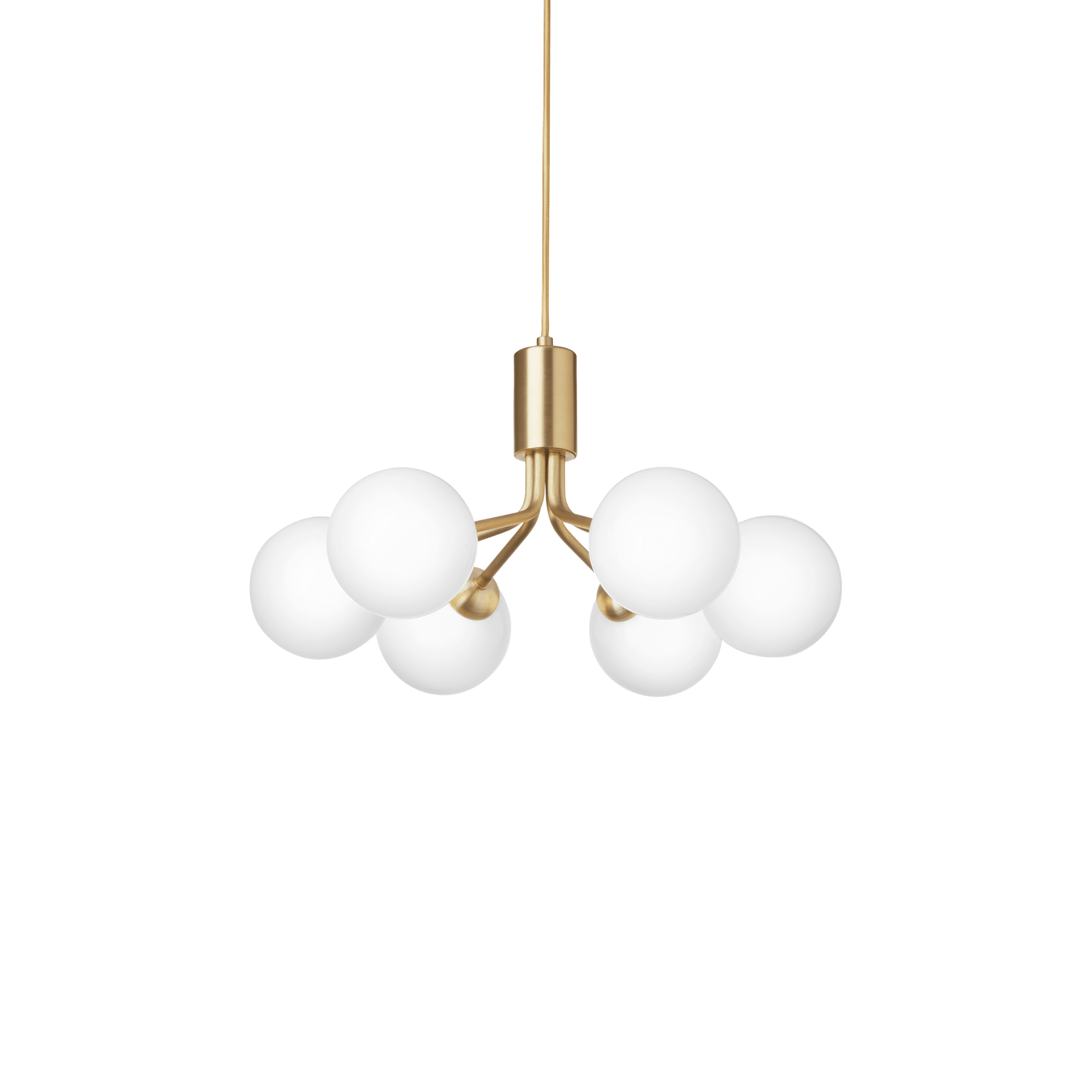 Nuura Apiales 6 Light Chandelier - Brushed Brass & Opal Glass