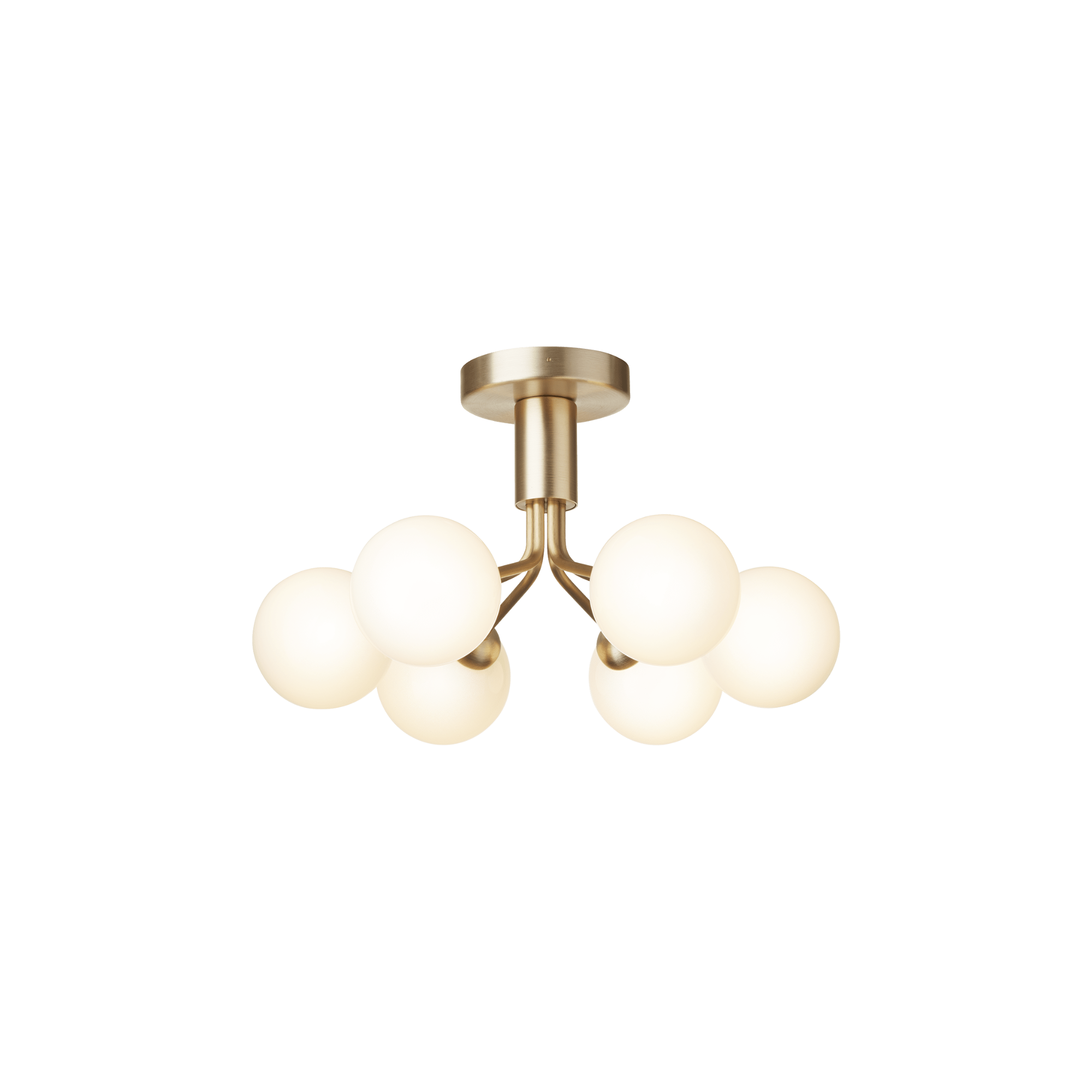 Nuura Apiales 6 Light Ceiling Light - Brushed Brass & Opal Glass