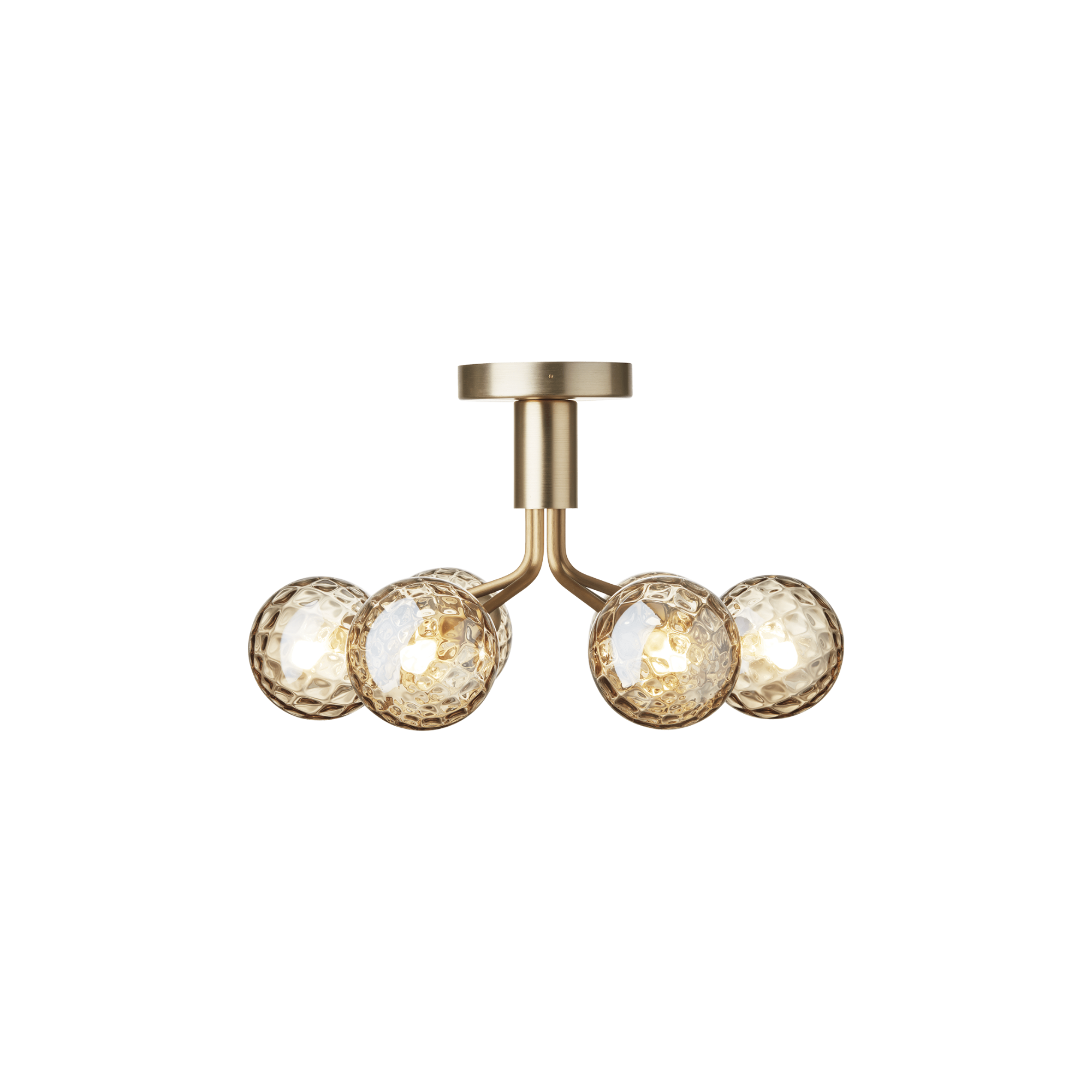 Nuura Apiales 6 Light Chandelier - Brushed Brass & Optic Gold Glass