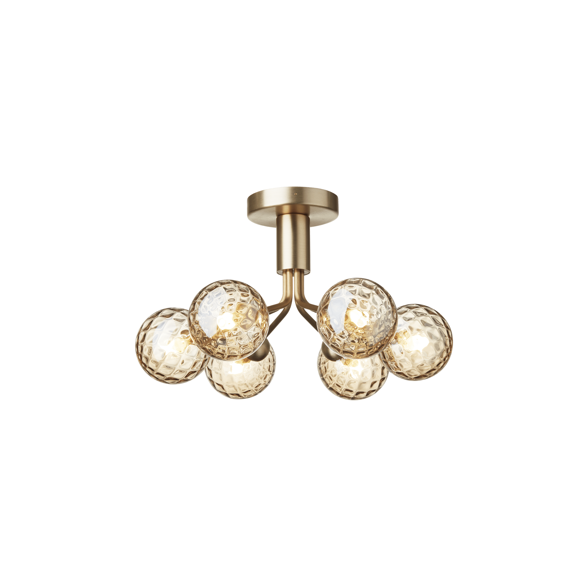 Nuura Apiales 6 Light Chandelier - Brushed Brass & Optic Gold Glass
