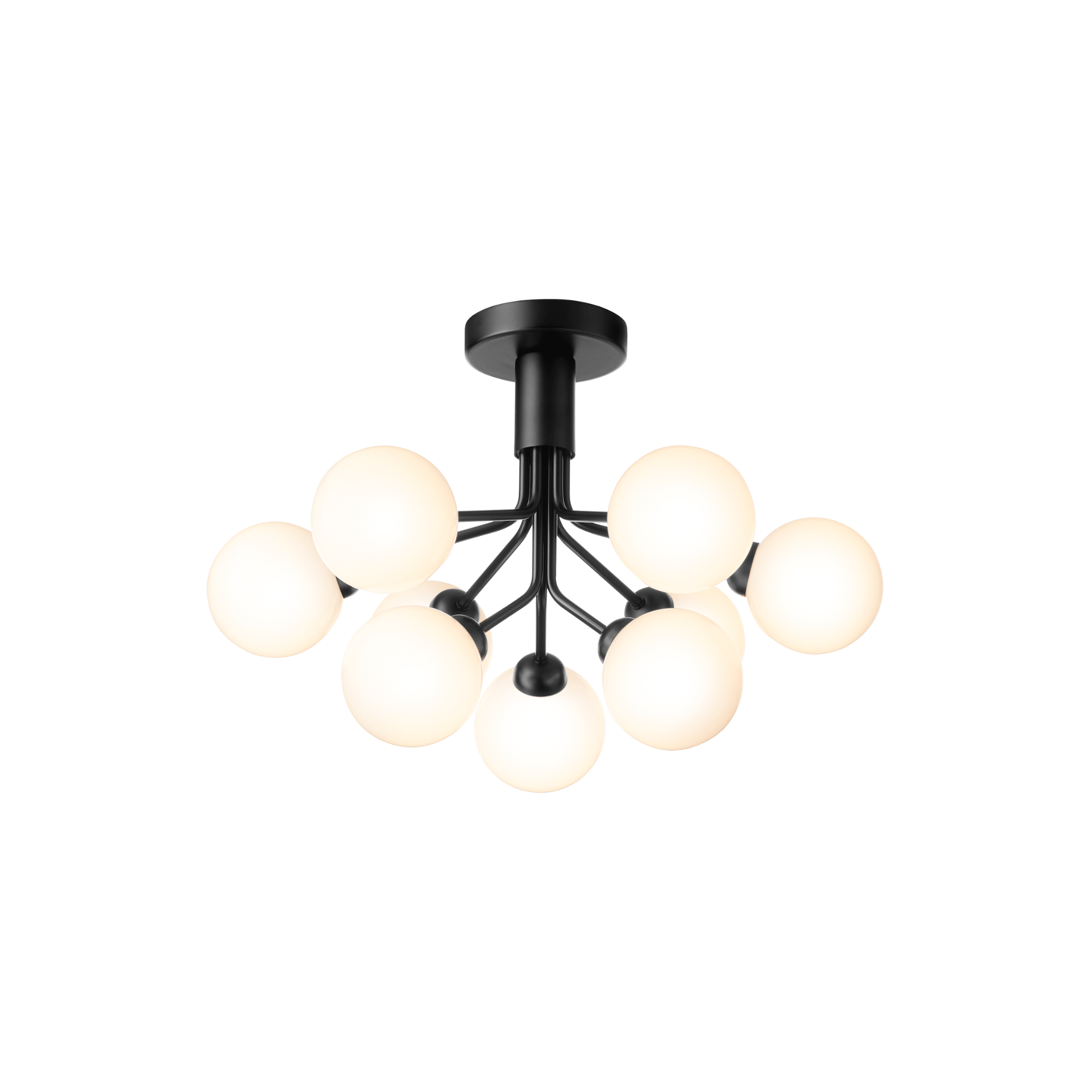 Nuura Apiales 9 Light Ceiling Light - Satin Black & Opal Glass
