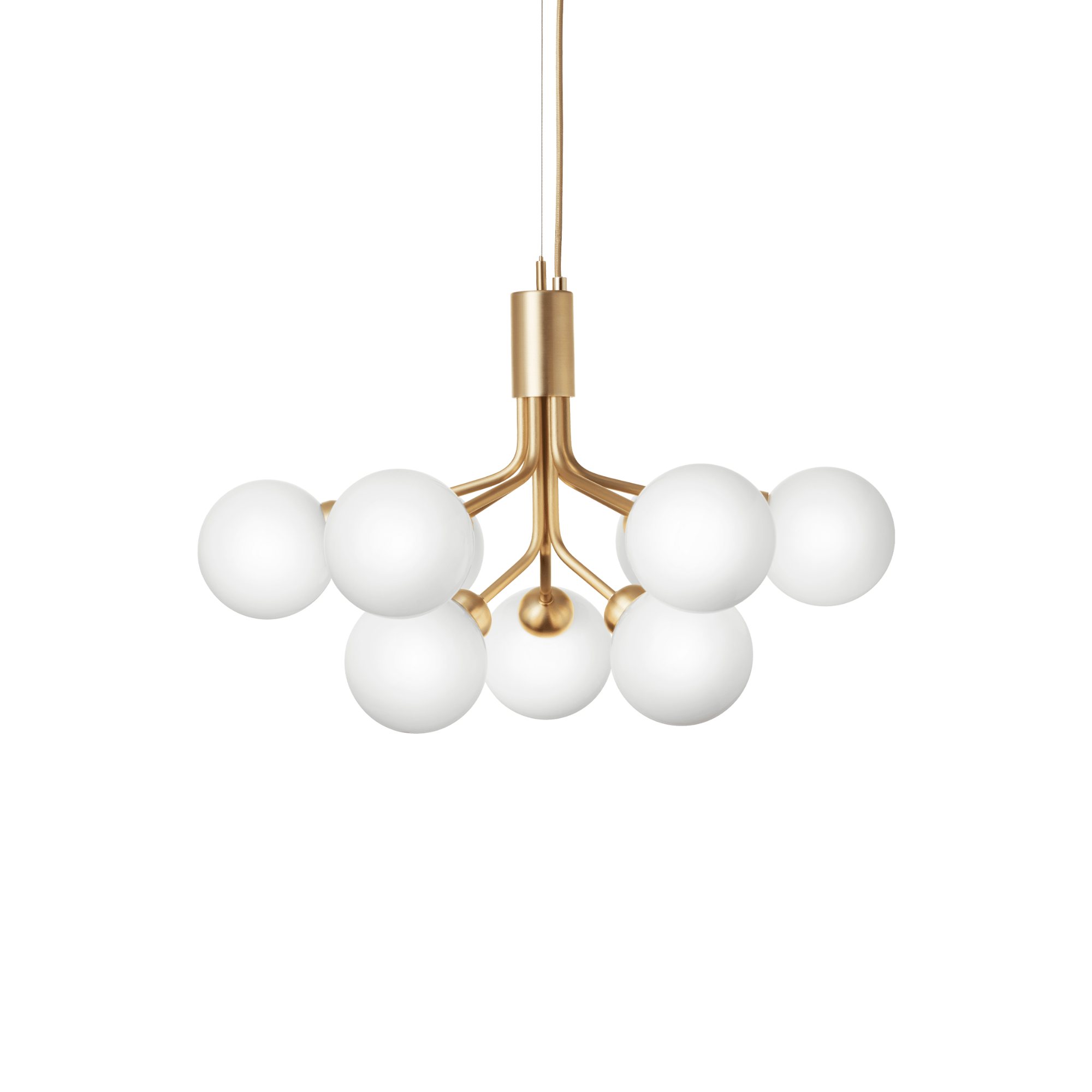 Nuura Apiales 9 Light Chandelier - Brushed Brass & Opal Glass