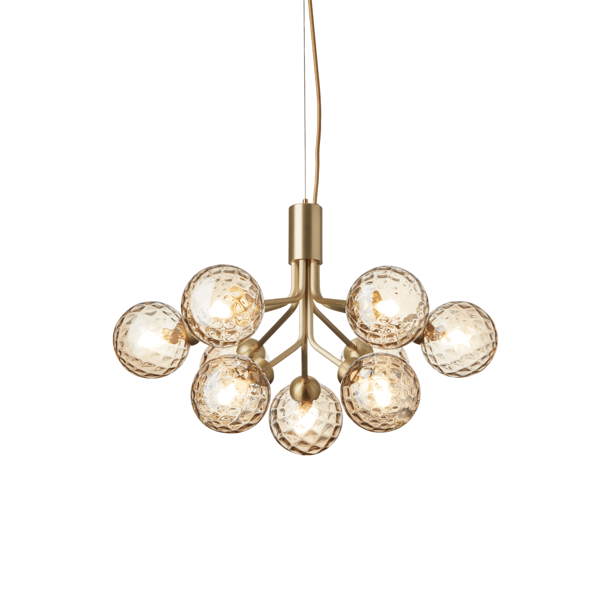 Nuura Apiales 9 Light Chandelier - Brushed Brass & Optic Gold Glass