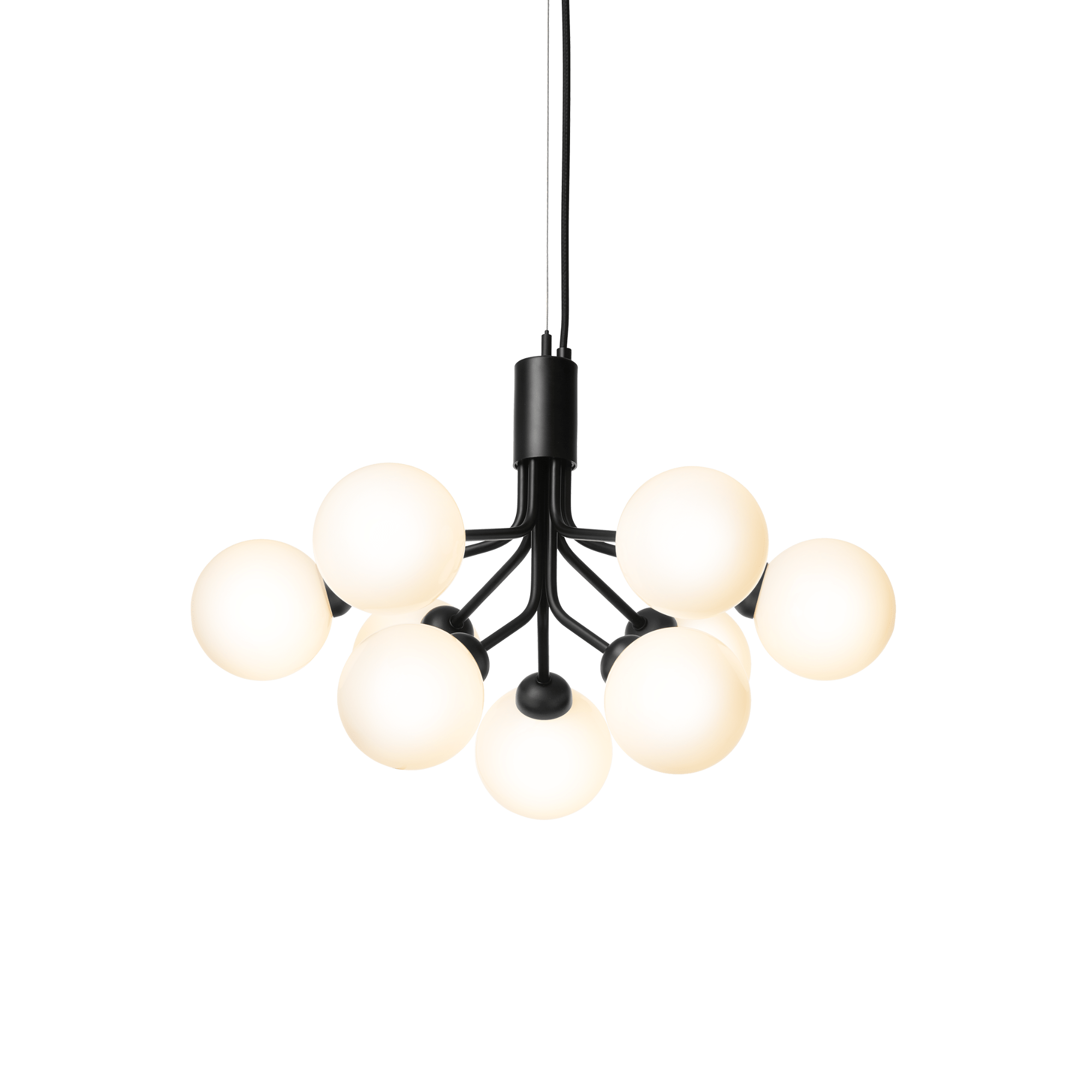 Nuura Apiales 9 Light Chandelier - Satin Black & Opal Glass