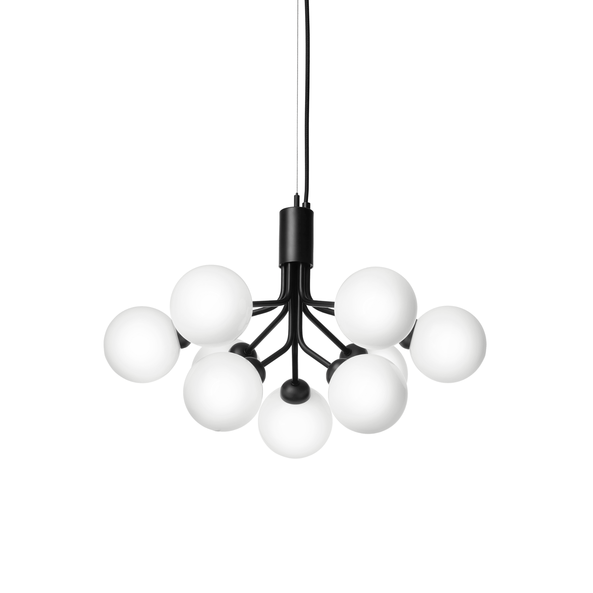 Nuura Apiales 9 Light Chandelier - Satin Black & Opal Glass
