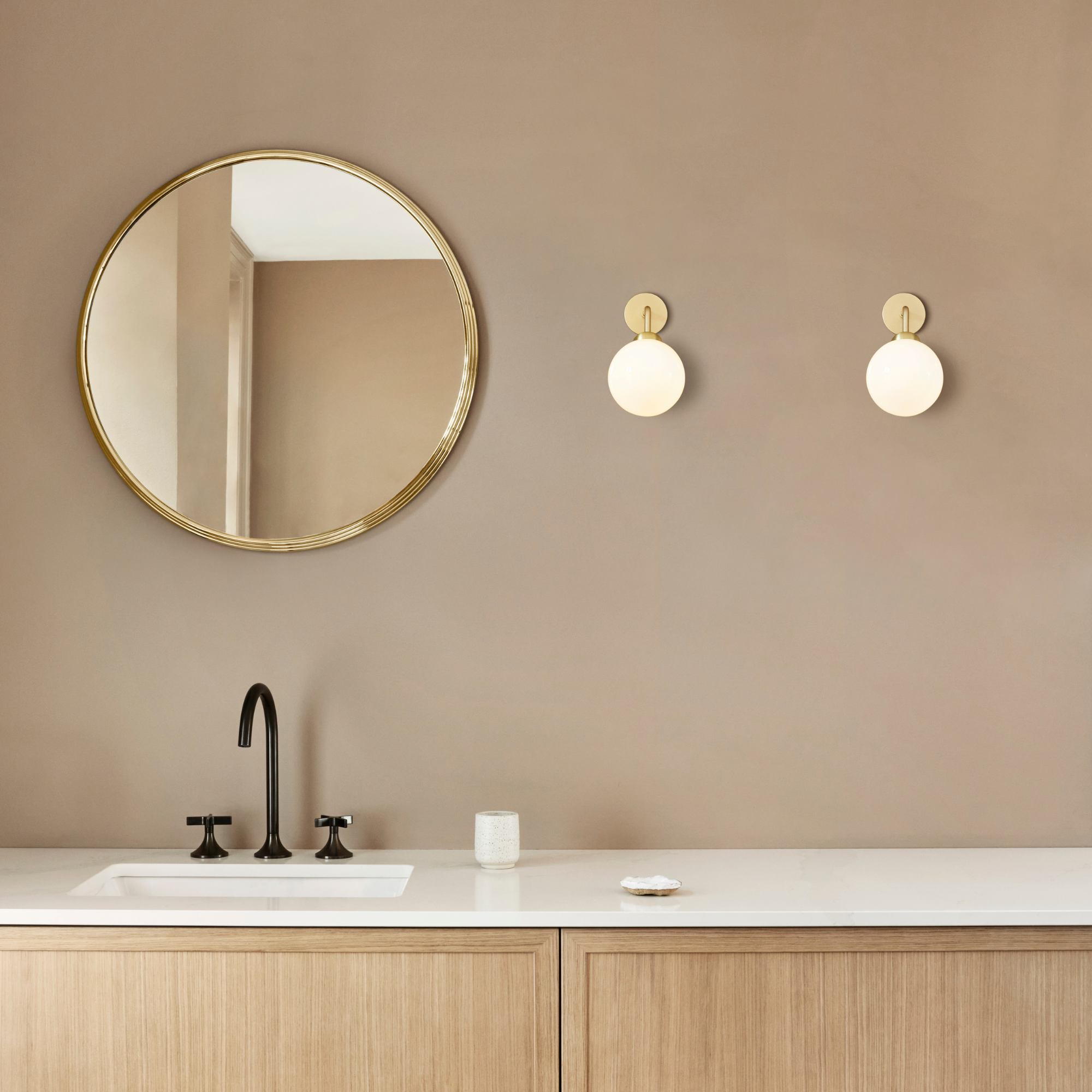 Nuura Apiales Hard-Wired Wall Light - Brushed Brass & Opal Glass