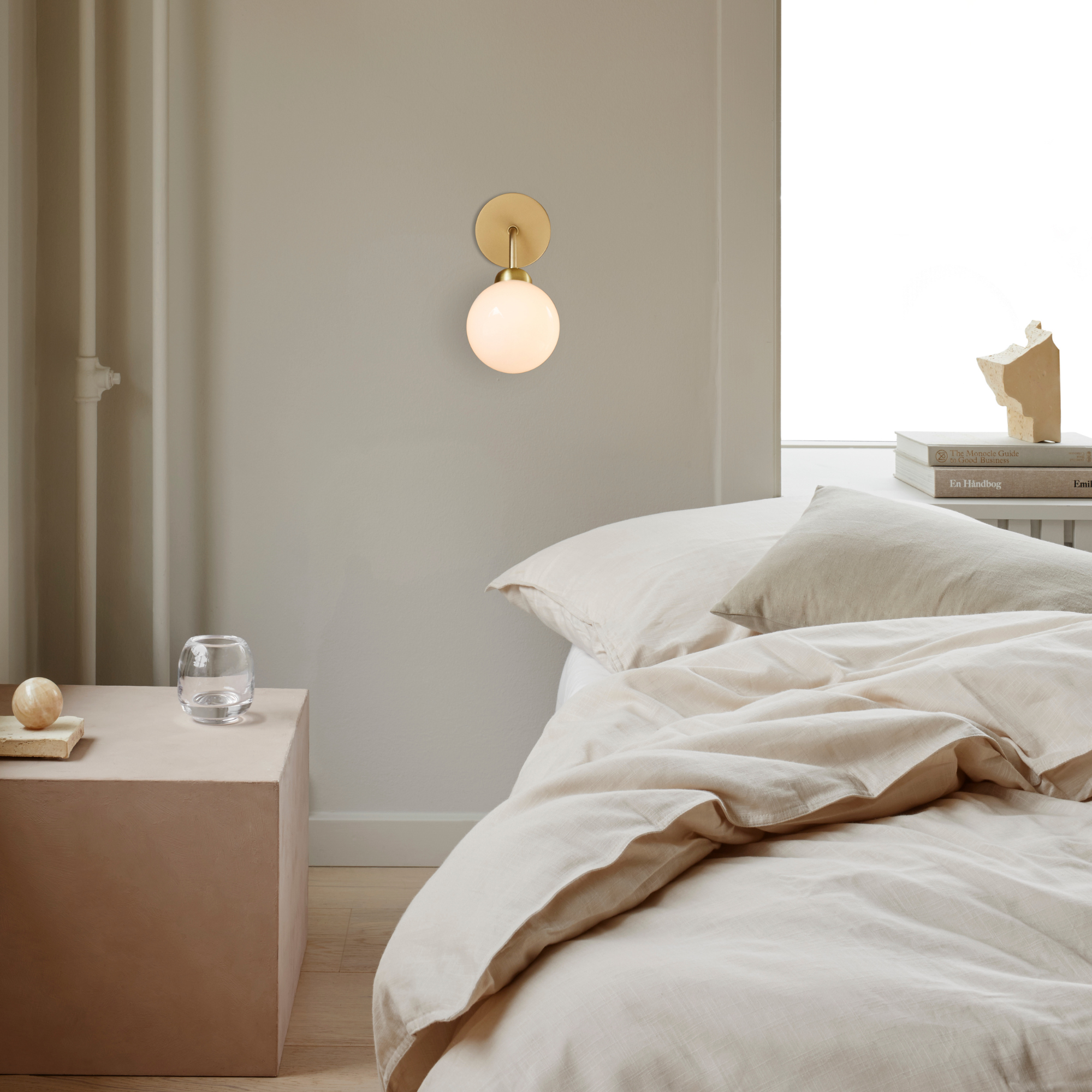 Nuura Apiales Wall Light - Brushed Brass & Opal Glass