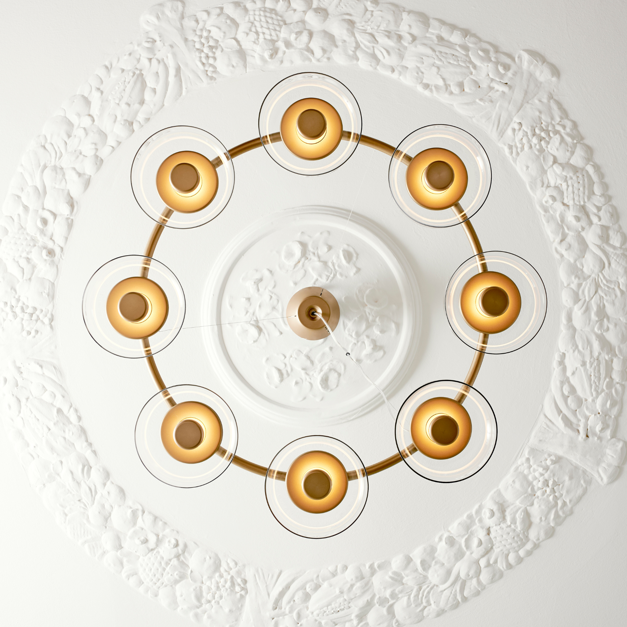 Nuura Blossi 8 Light Chandelier - Nordic Gold & Clear Glass