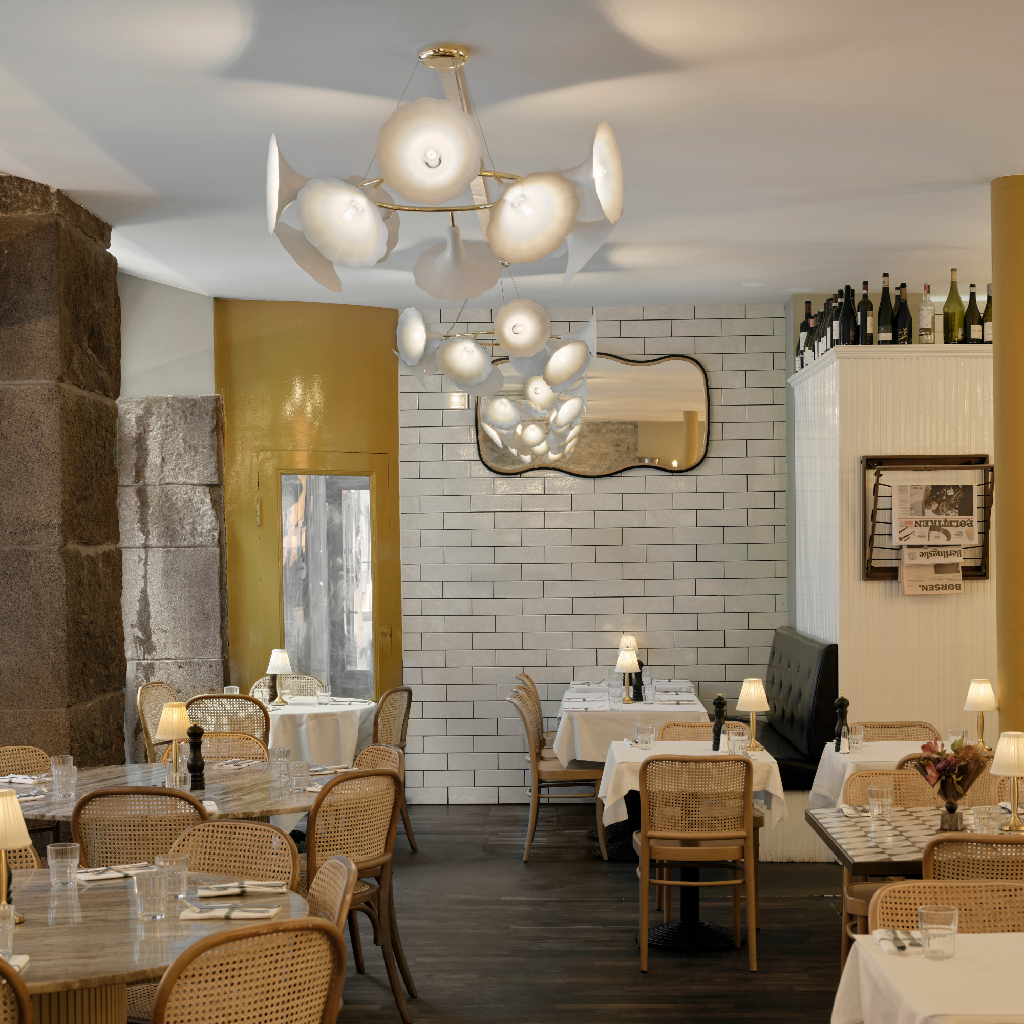 Nuura Petalii 10 Light Chandelier - White & Polished Brass