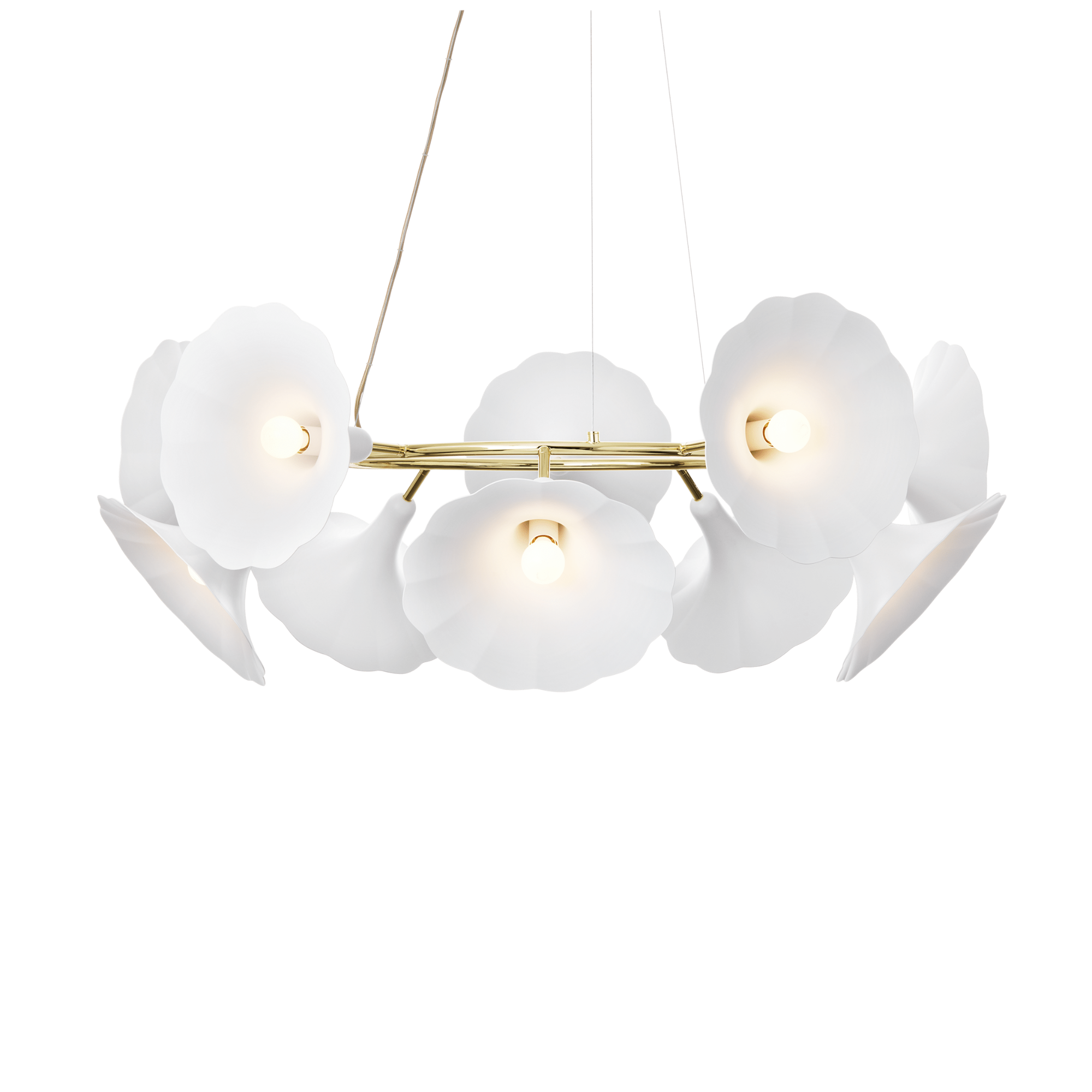 Nuura Petalii 10 Light Chandelier - White & Polished Brass