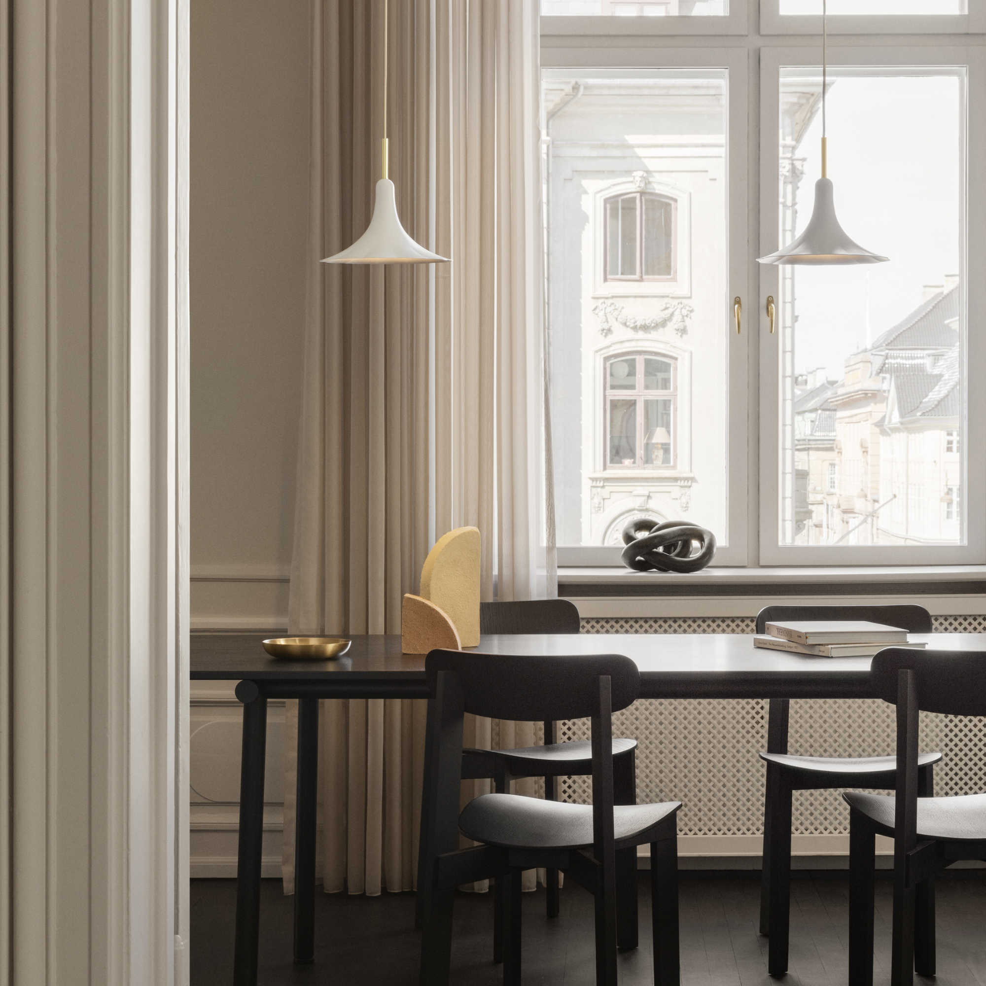 Nuura Petalii 1 Light Pendant - White & Polished Brass