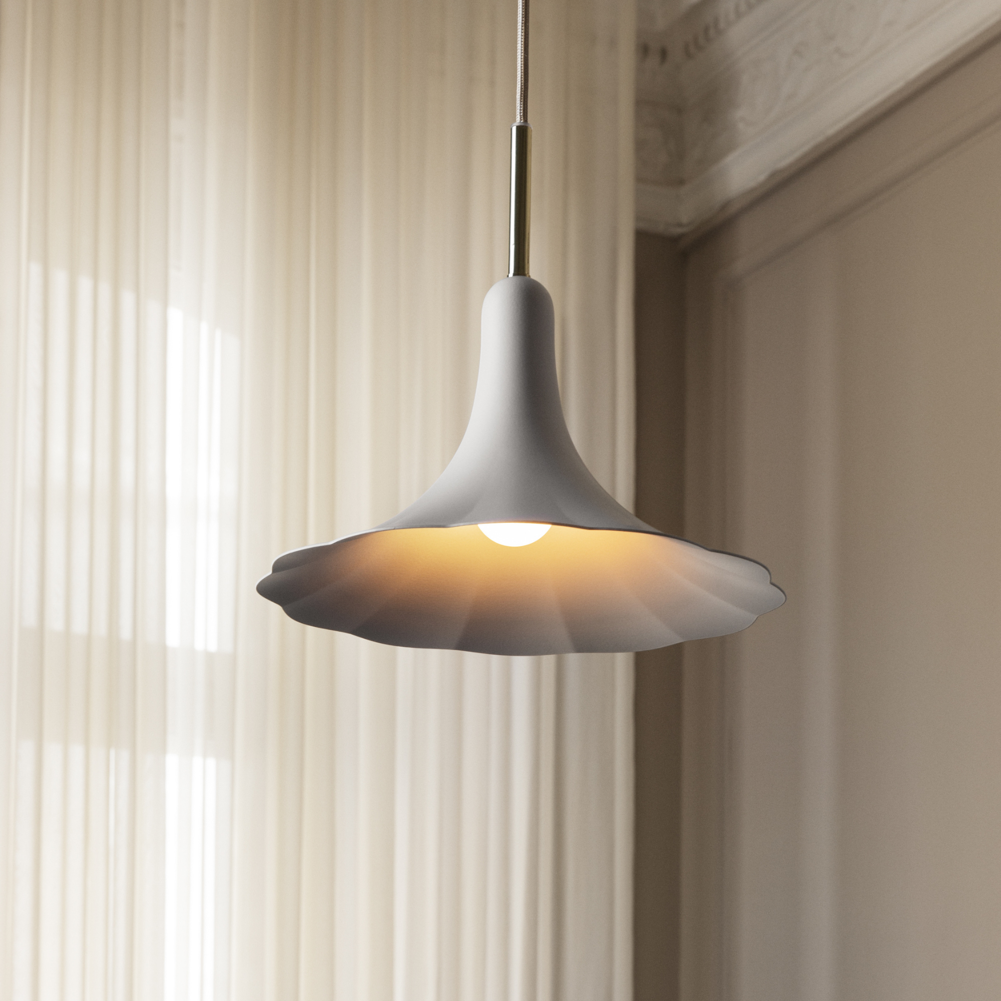 Nuura Petalii 1 Light Pendant - White & Polished Brass