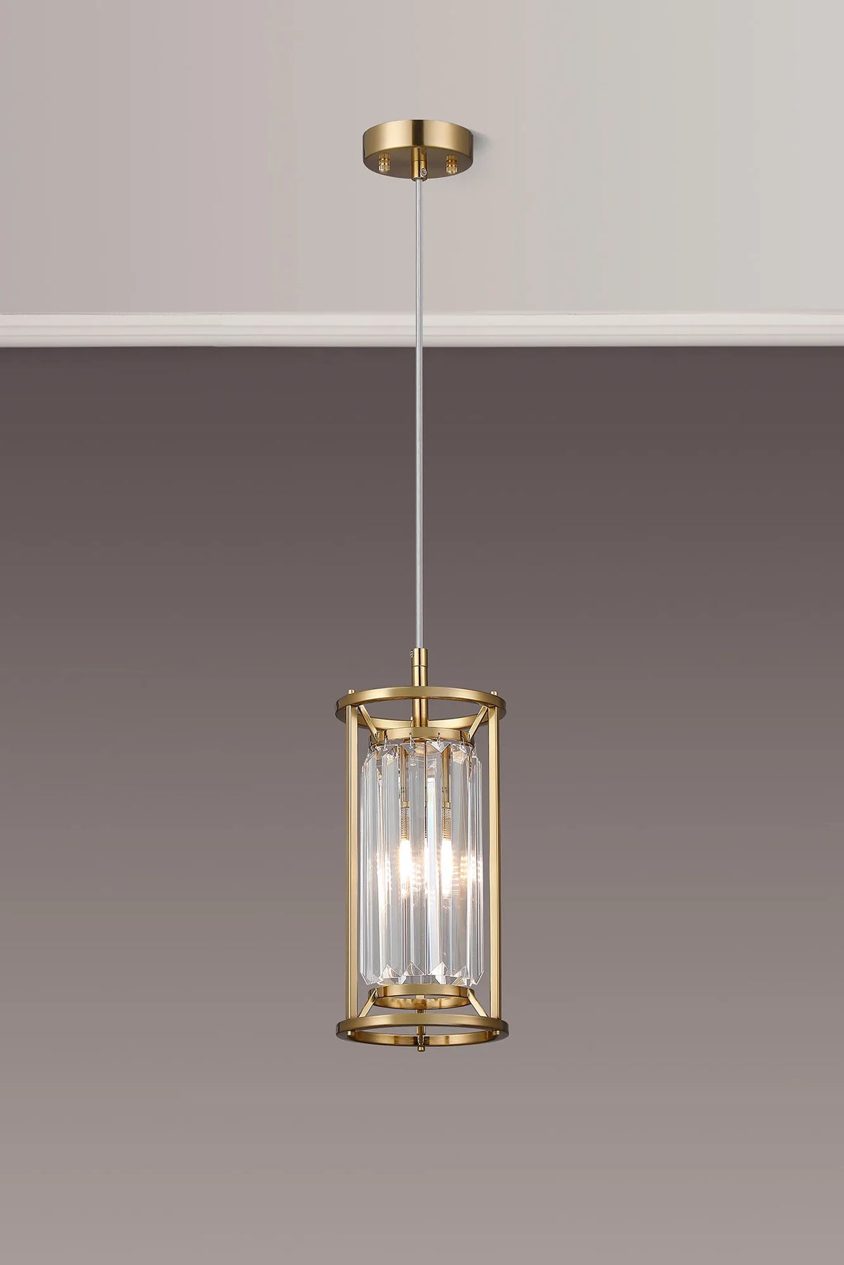 Fabula Oakhurst IP /Semi Flush Pendant Light – 15 cm – Gold & Clear Crystal – IP44