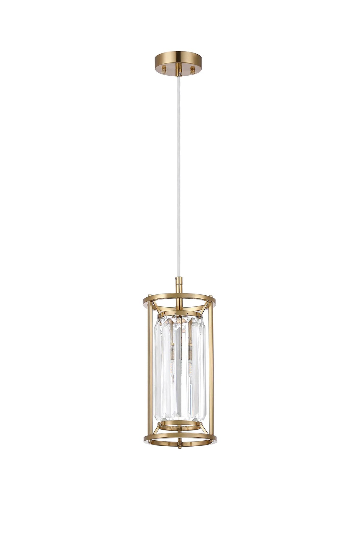 Fabula Oakhurst IP /Semi Flush Pendant Light – 15 cm – Gold & Clear Crystal – IP44