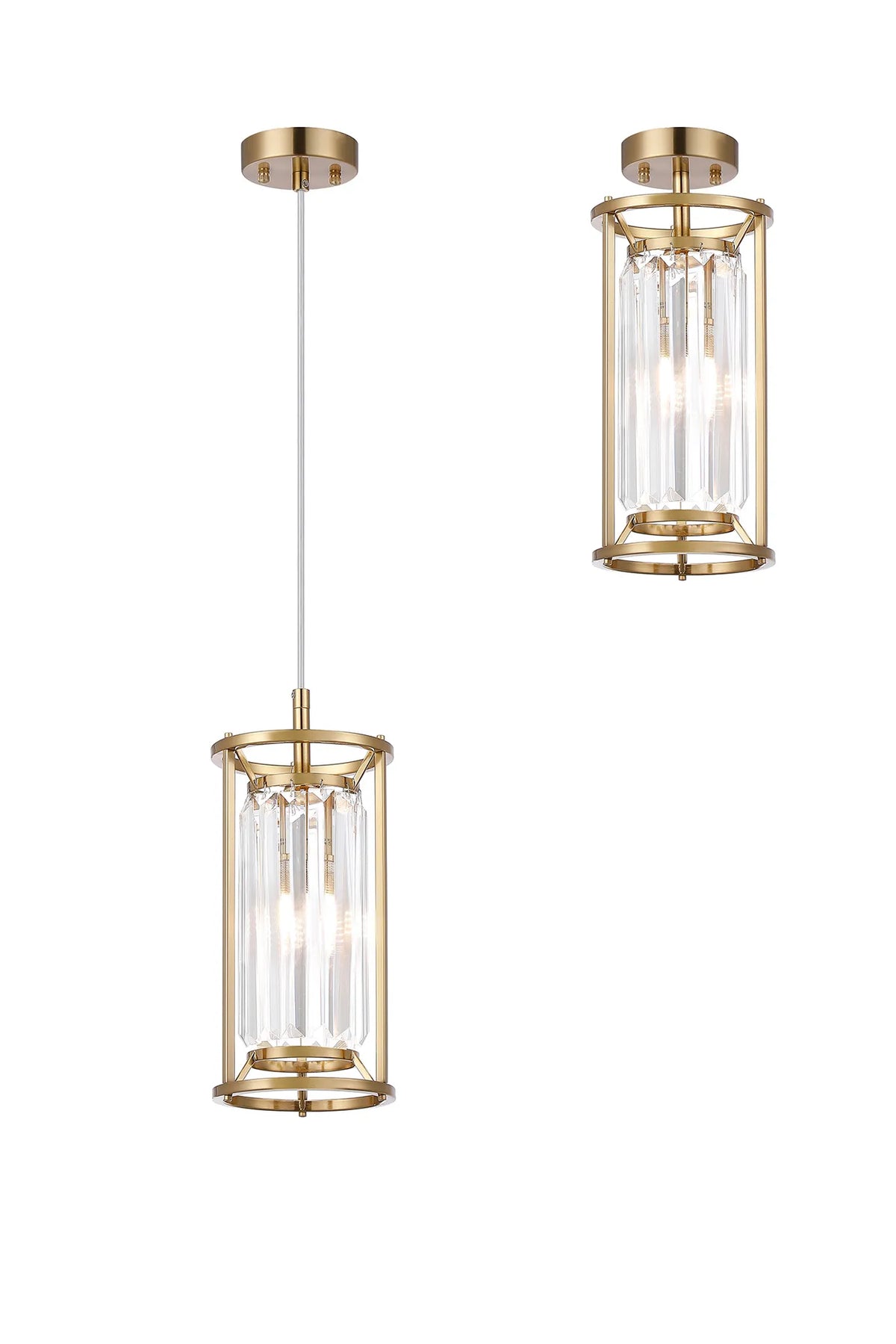 Fabula Oakhurst IP /Semi Flush Pendant Light – 15 cm – Gold & Clear Crystal – IP44 15 cm