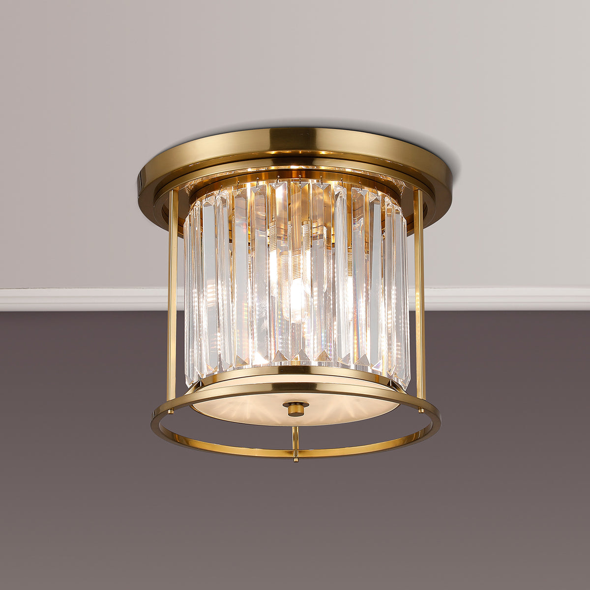 Fabula Oakhurst IP Ceiling Light – 36 cm – Gold & Clear Crystal – IP44