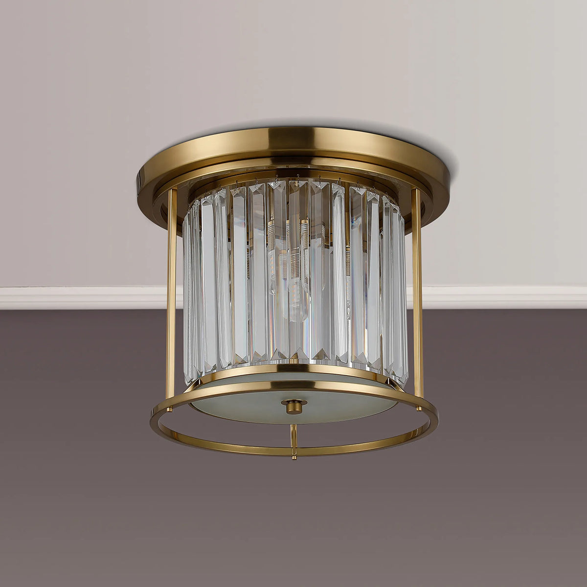 Fabula Oakhurst IP Ceiling Light – 36 cm – Gold & Clear Crystal – IP44
