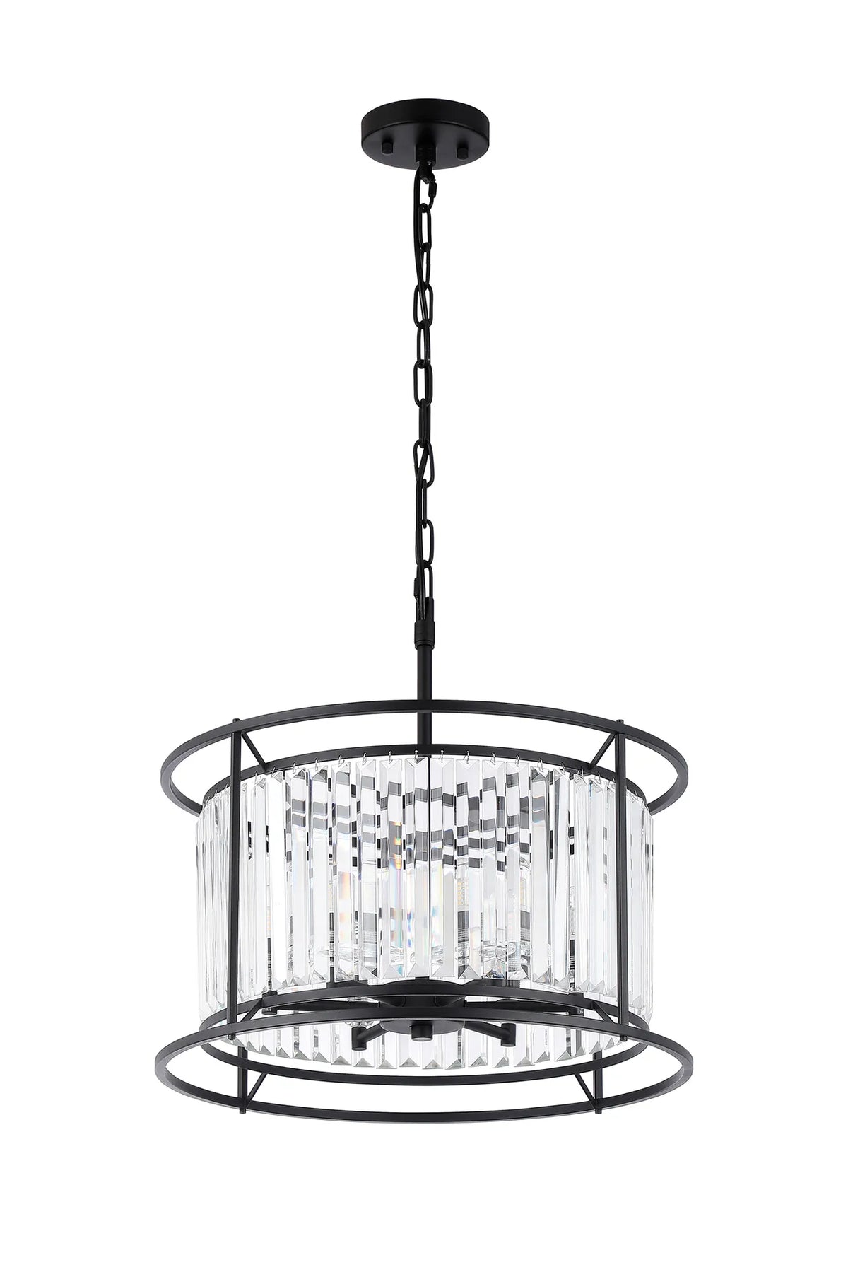 Fabula Oakhurst IP /Semi Convertible Pendant Light – Satin Black & Clear Crystal – IP44