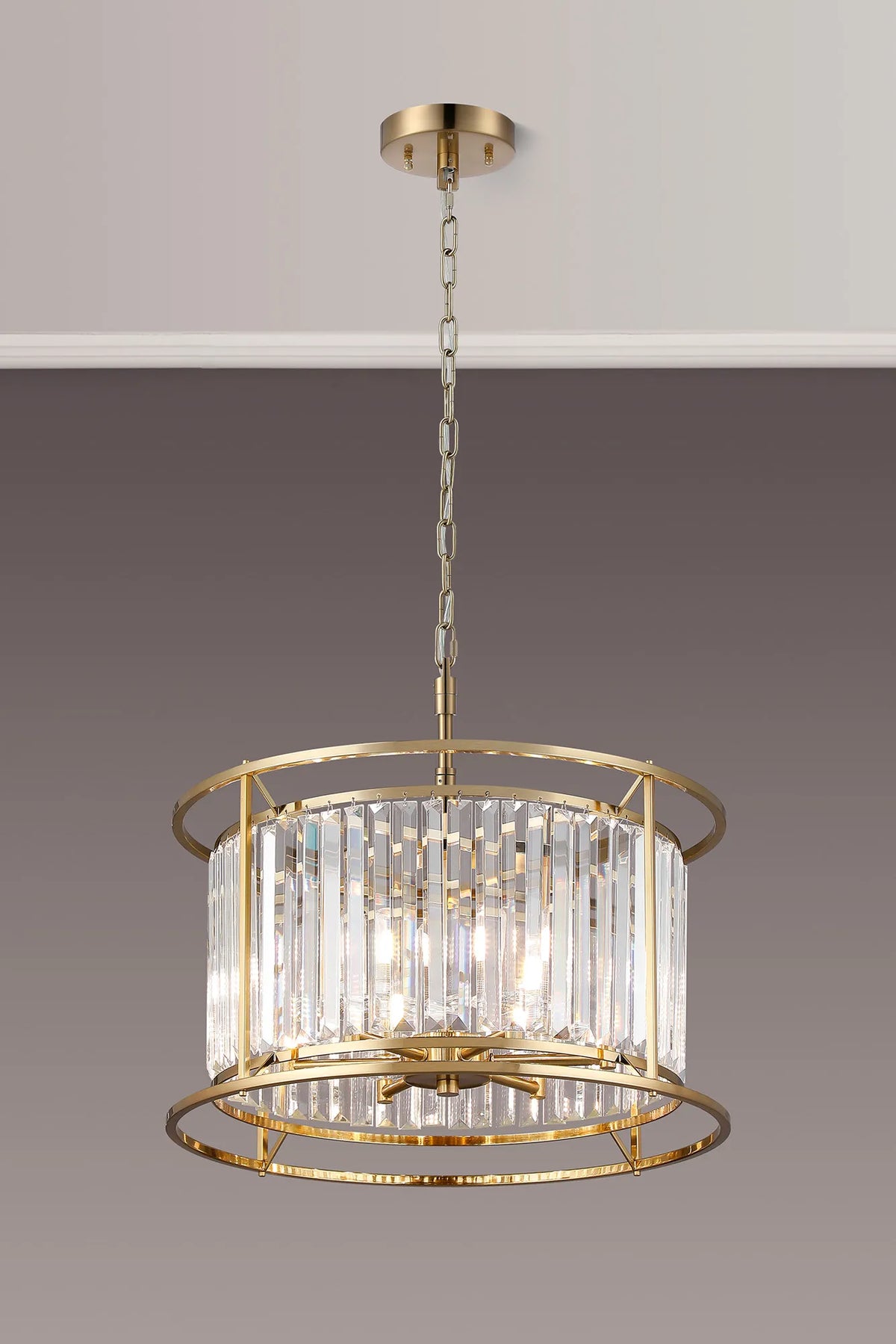Fabula Oakhurst IP /Semi Convertible Pendant Light – Gold & Clear Crystal – IP44