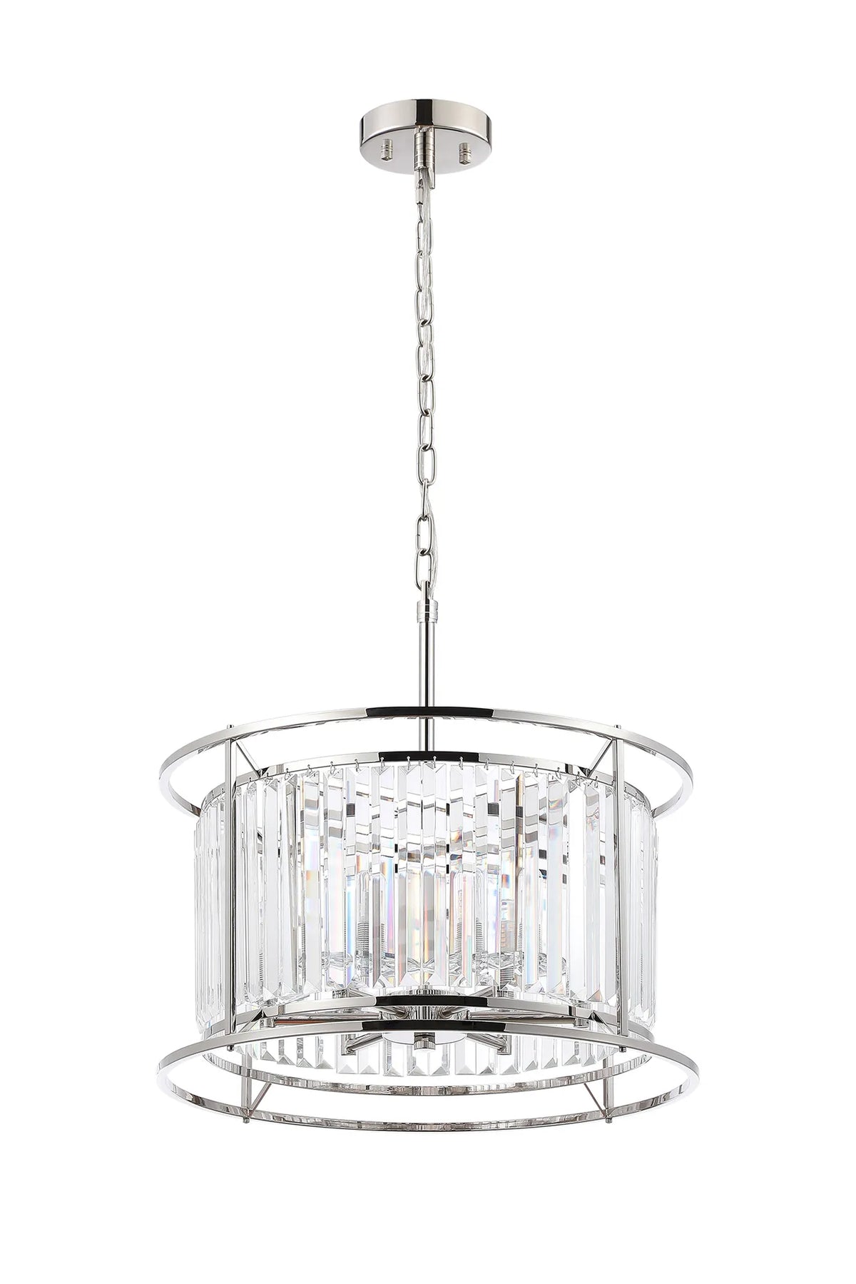 Fabula Oakhurst IP /Semi Convertible Pendant Light – Polished Nickel & Clear Crystal – IP44