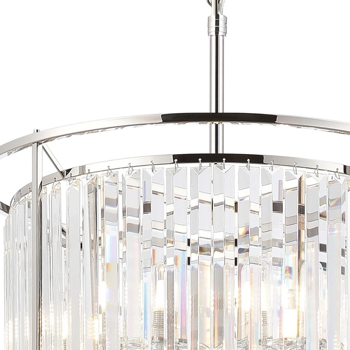 Fabula Oakhurst IP /Semi Convertible Pendant Light – Polished Nickel & Clear Crystal – IP44