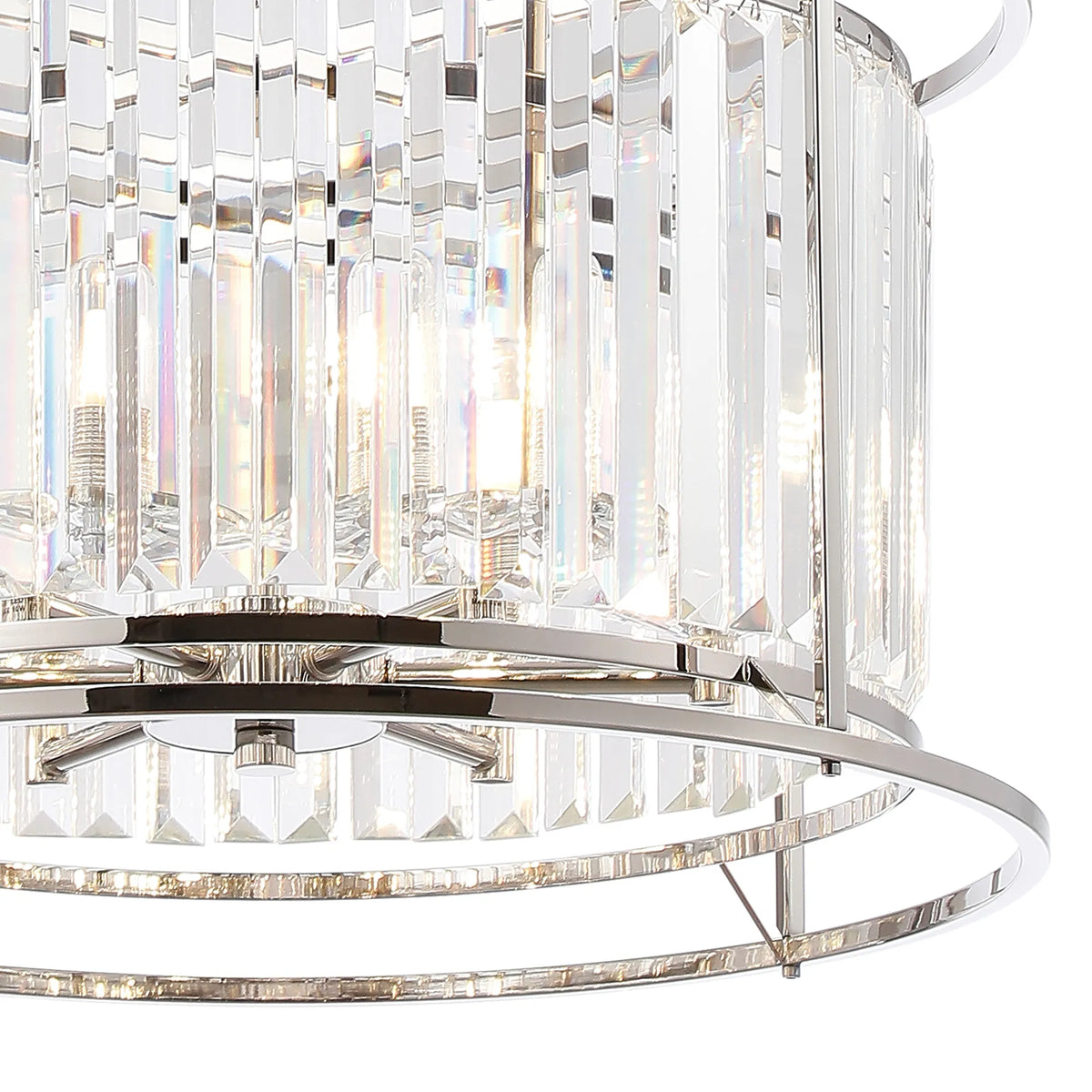 Fabula Oakhurst IP /Semi Convertible Pendant Light – Polished Nickel & Clear Crystal – IP44