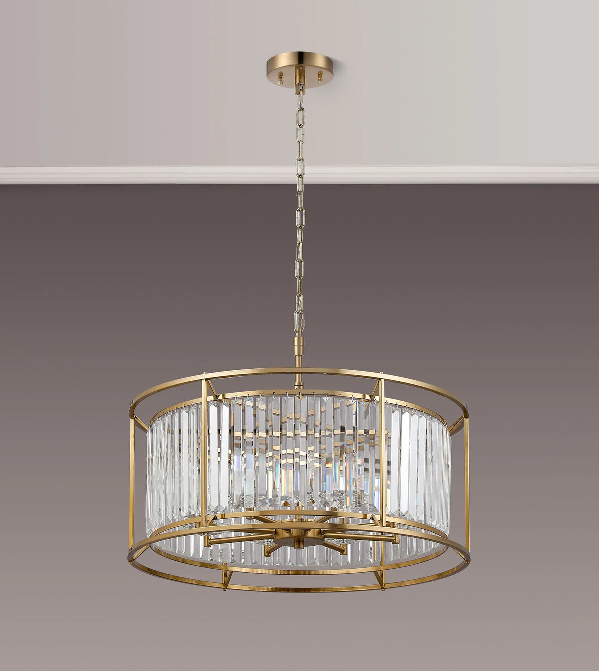 Fabula Oakhurst IP /Semi Convertible Pendant Light – Gold & Clear Crystal – IP44