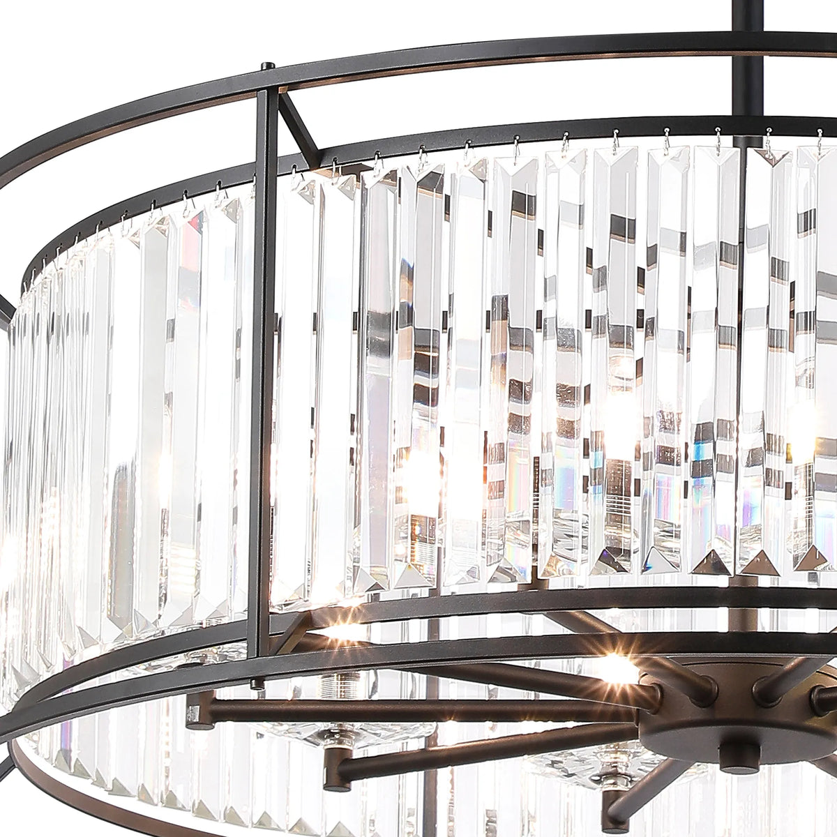 Fabula Oakhurst IP /Semi Convertible Pendant Light – Satin Black & Clear Crystal – IP44