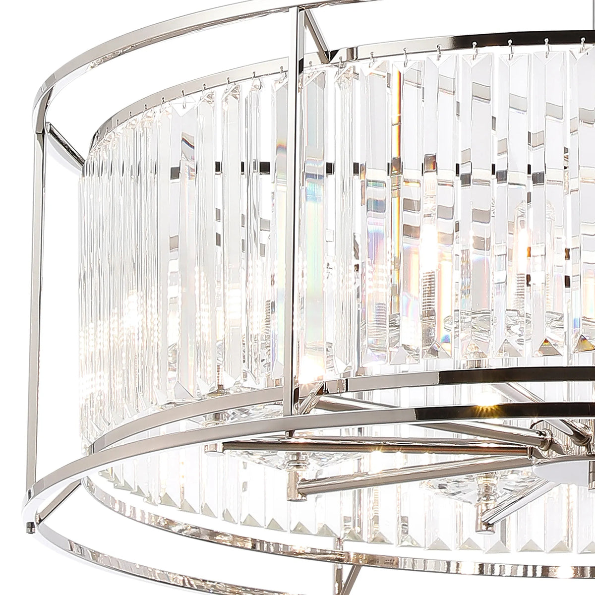 Fabula Oakhurst IP /Semi Convertible Pendant Light – Polished Nickel & Clear Crystal – IP44