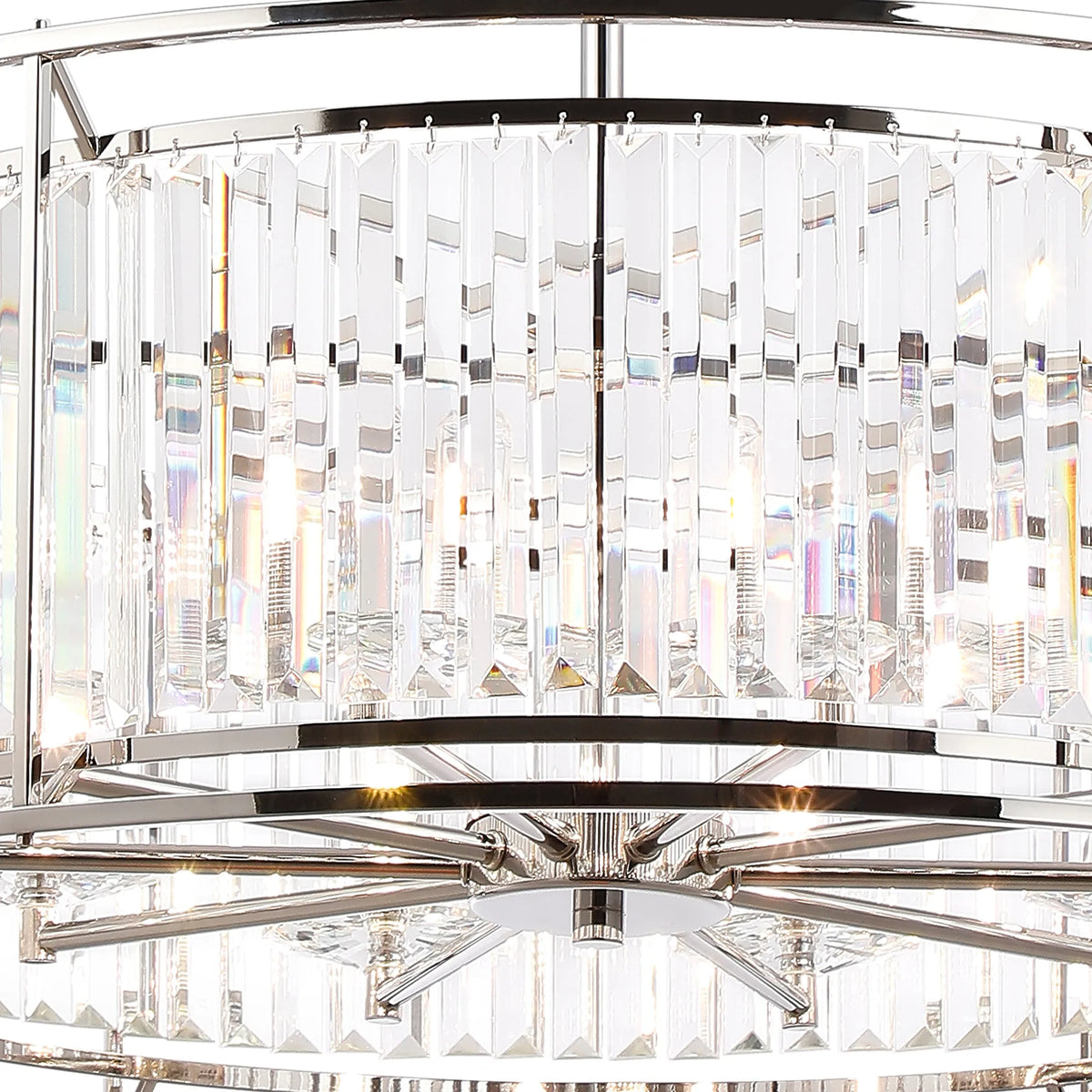Fabula Oakhurst IP /Semi Convertible Pendant Light – Polished Nickel & Clear Crystal – IP44