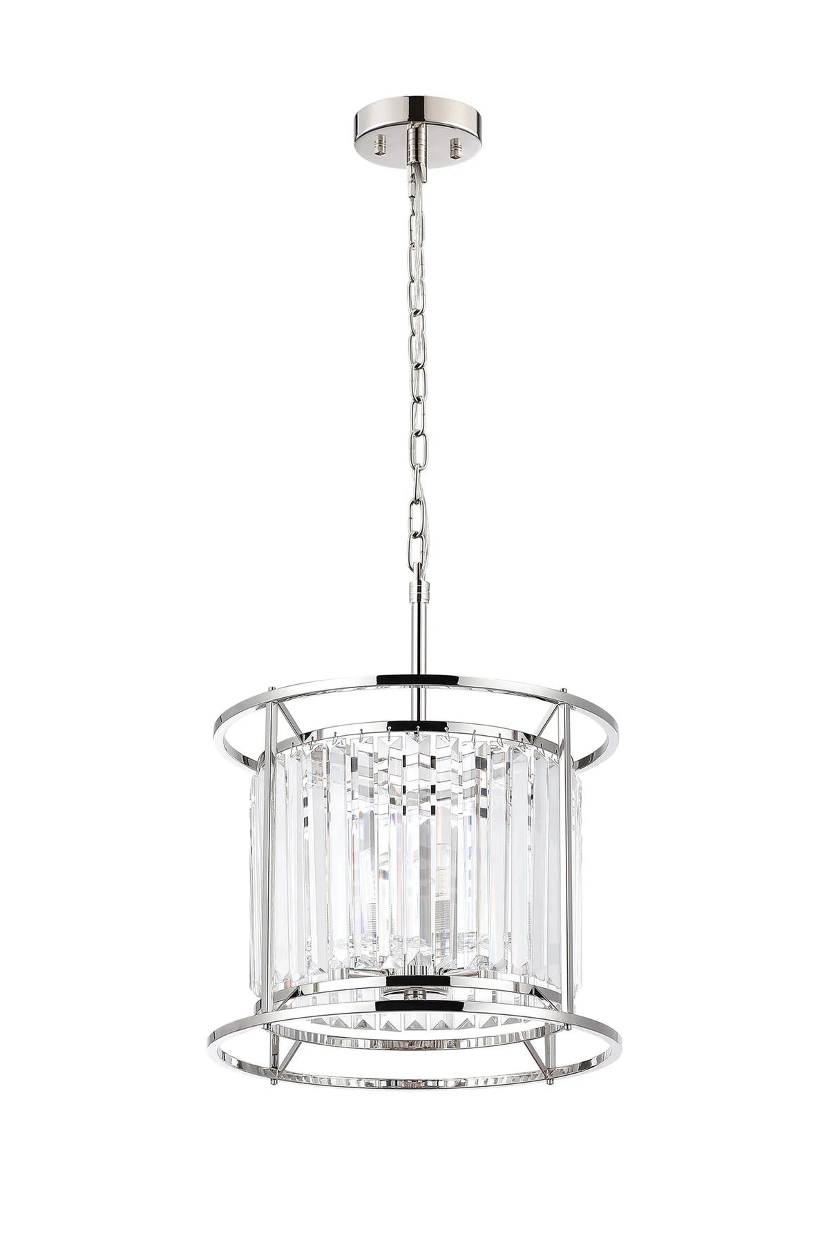 Fabula Oakhurst IP /Semi Convertible Pendant Light – Polished Nickel & Clear Crystal – IP44