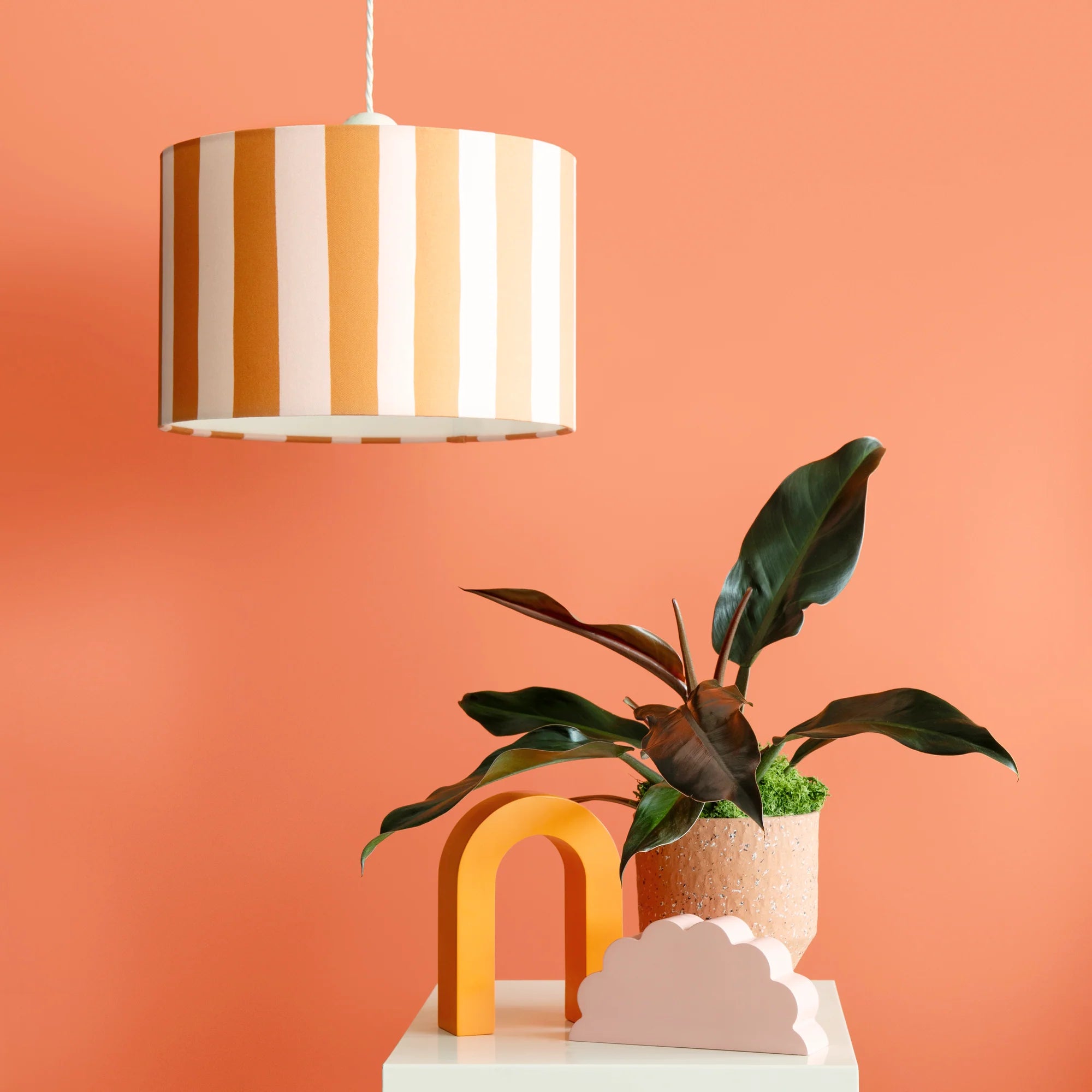 houseof. Small Stripe Print Shade - Peel Orange & White