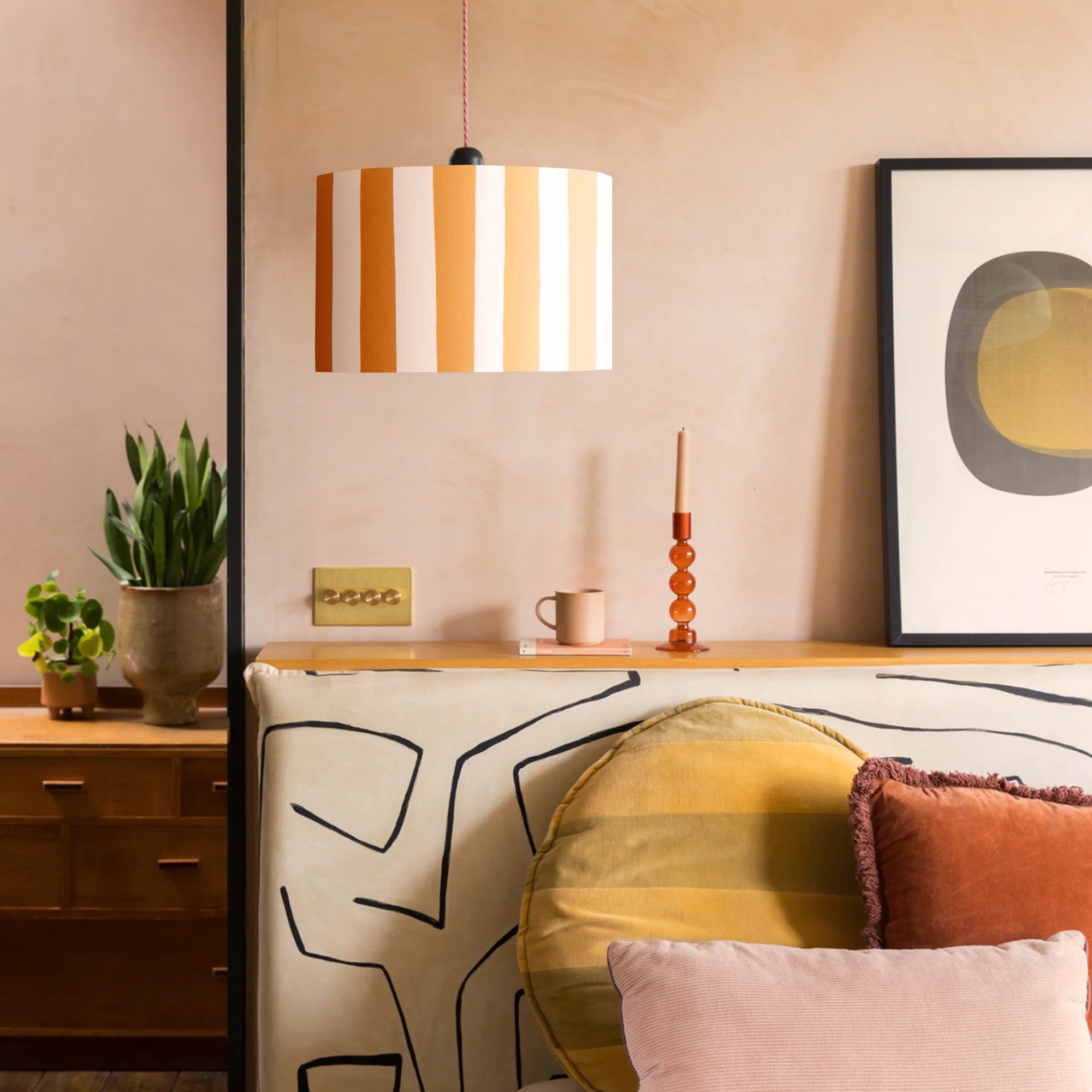 houseof. Small Stripe Print Shade - Peel Orange & White