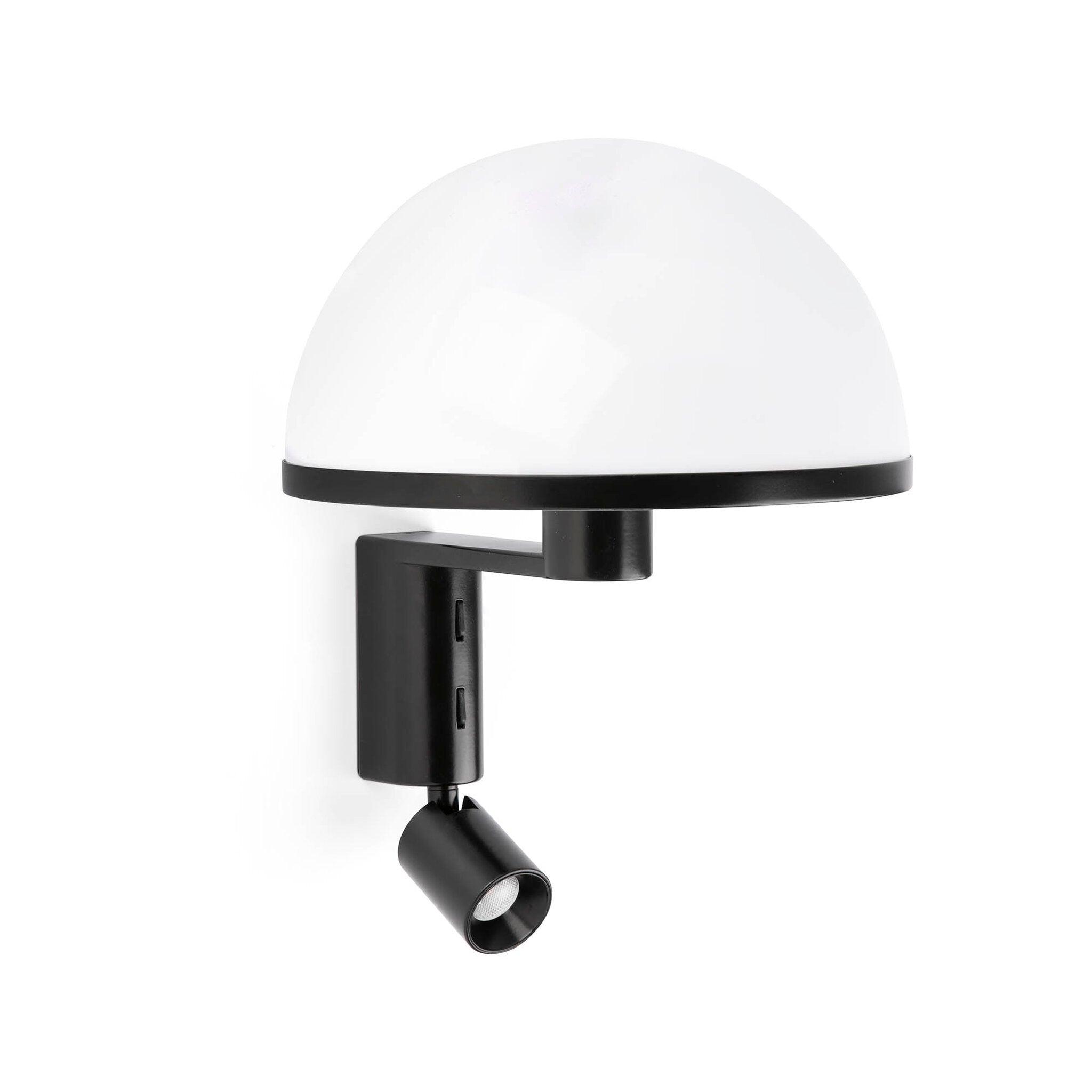 Faro DOME Wall Lamp & LED Reader - Satin Black & Gloss White