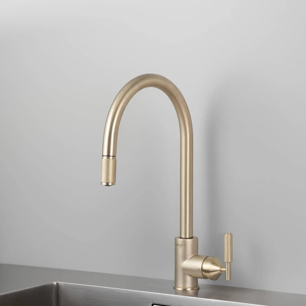 Buster + Punch UK Kitchen Tap Pull-Out Mixer - Cross Knurl