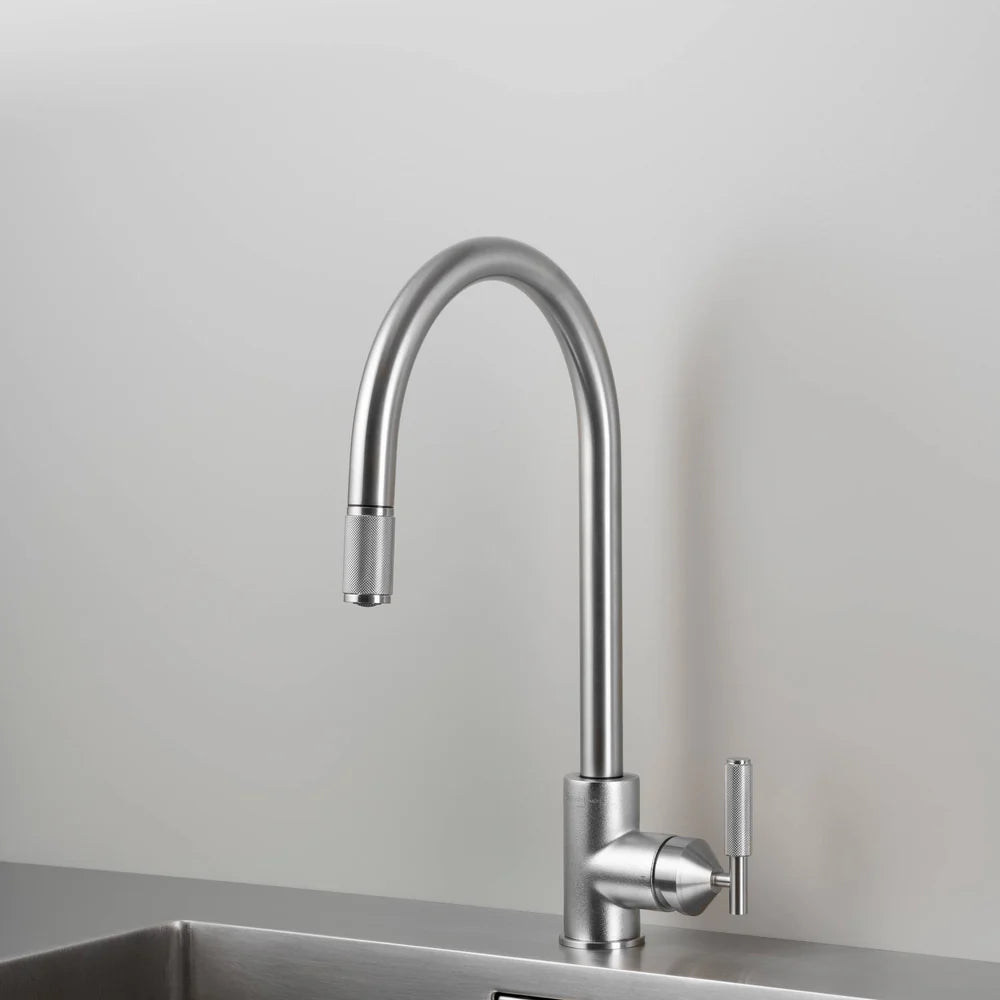 Buster + Punch UK Kitchen Tap Pull-Out Mixer - Cross Knurl