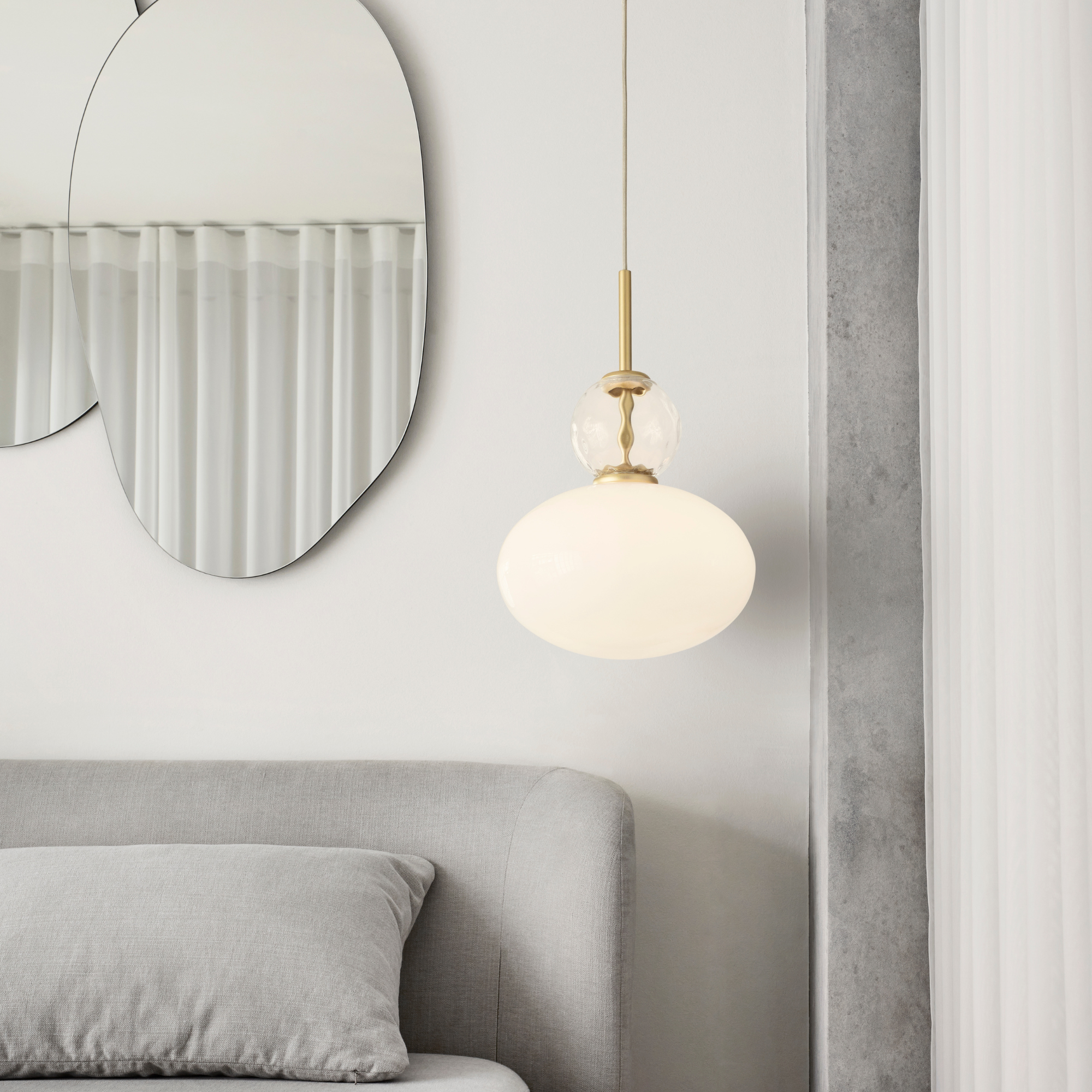 Nuura Rizzatto 32 Pendant - Satin Brass & Opal Glass