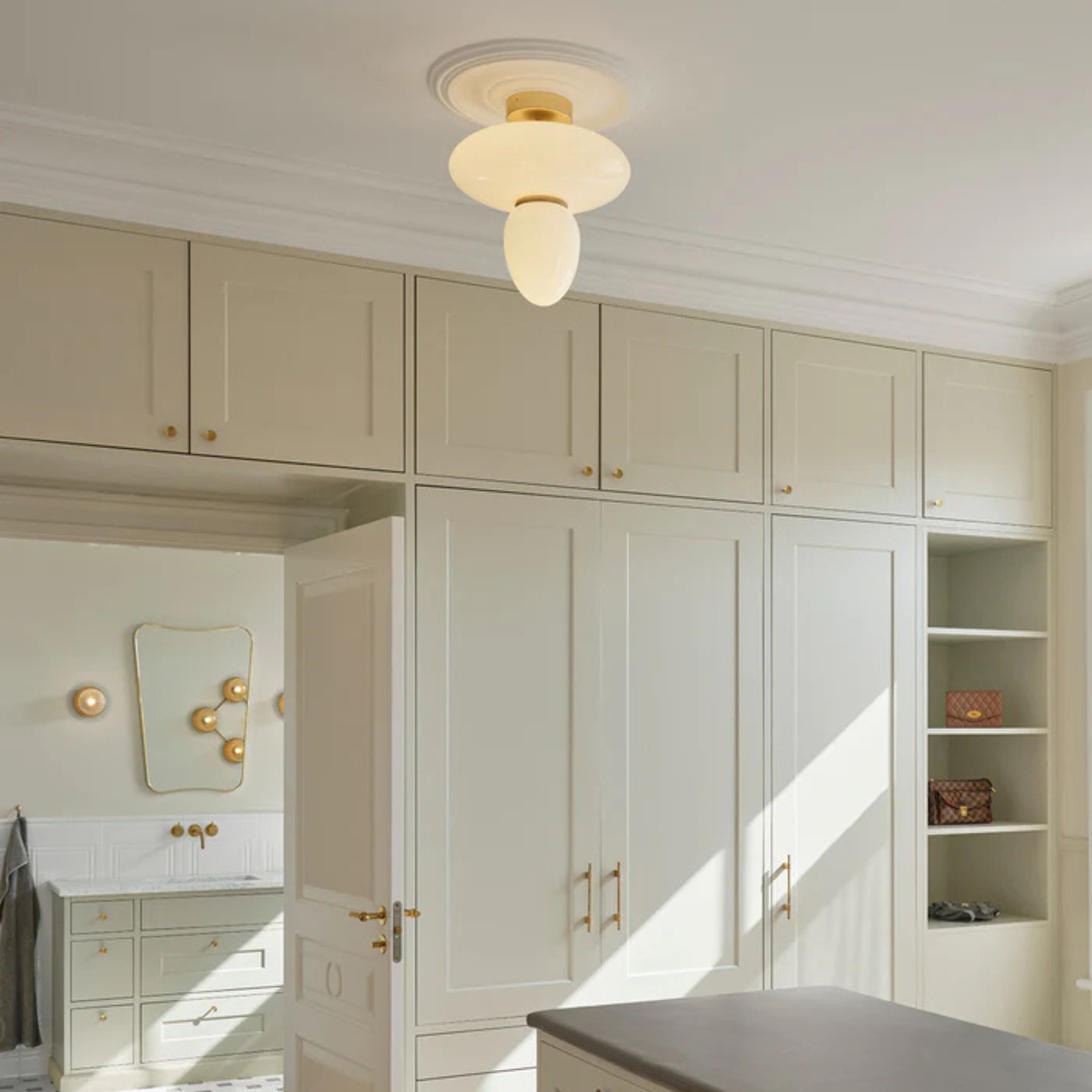 Nuura Rizzatto 42 Flush Light - Satin Brass & Opal Glass