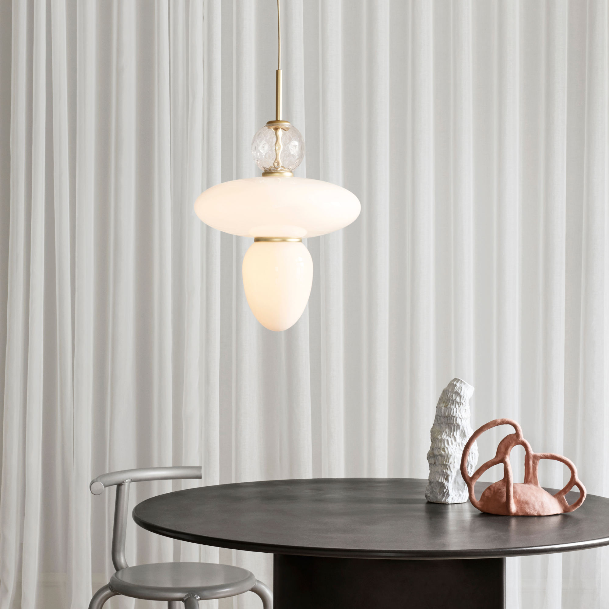Nuura Rizzatto 43 Pendant - Satin Brass & Opal Glass