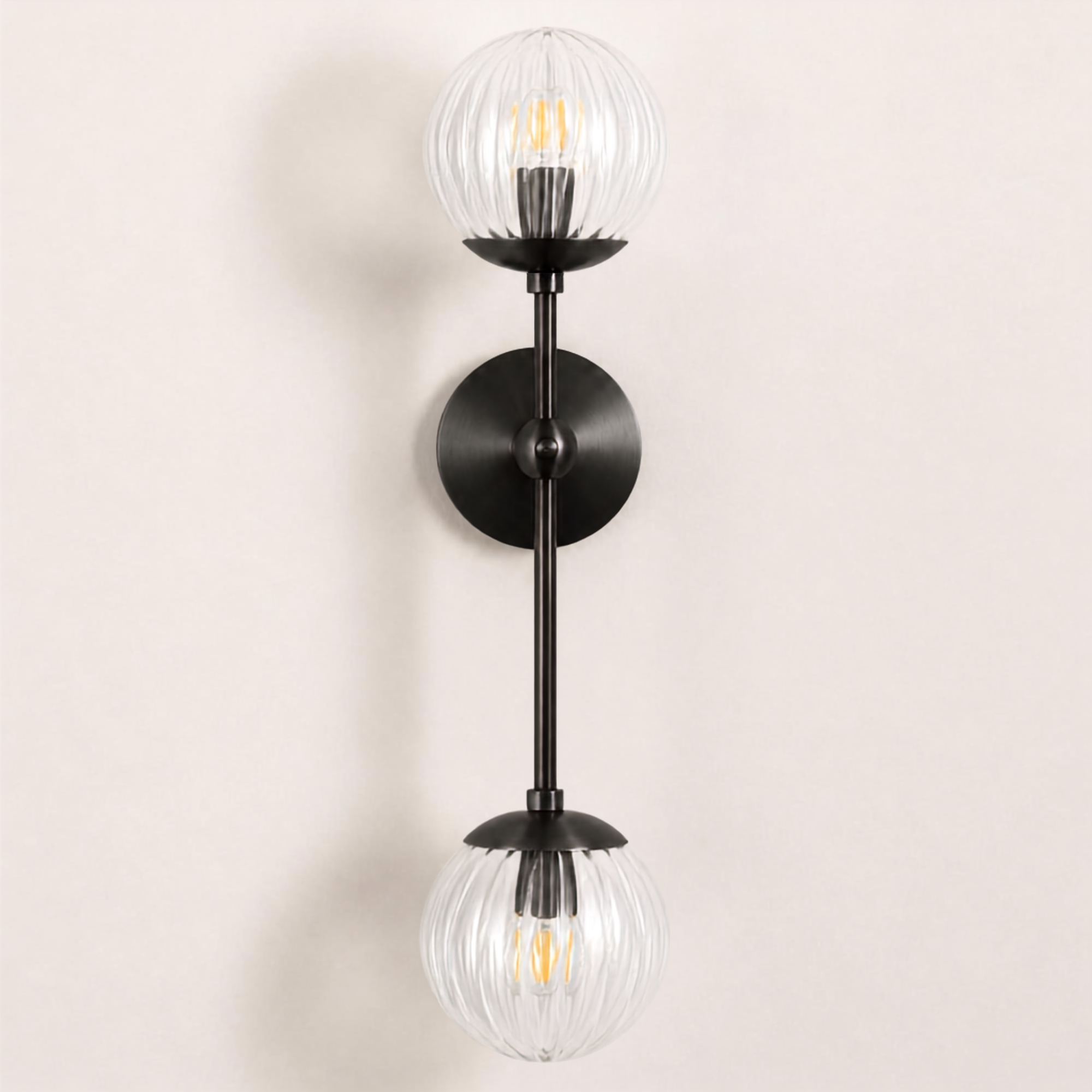 Schwung Armstrong Dual Wall Sconce Light - Dries Ribbon Glass