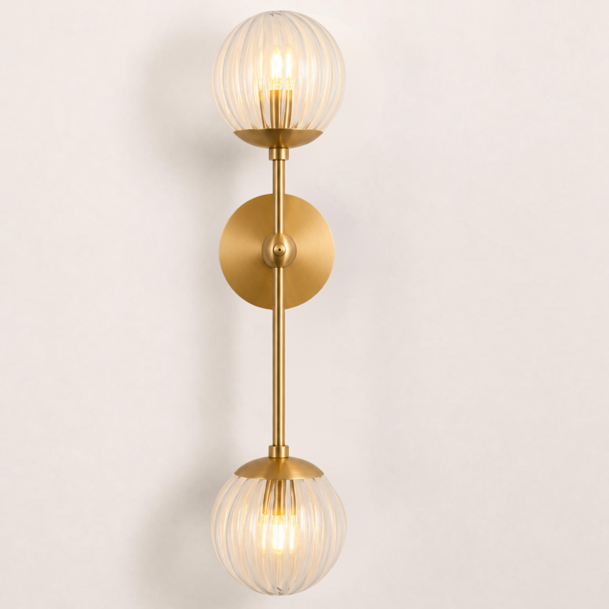 Schwung Armstrong Dual Wall Sconce Light - Dries Ribbon Glass
