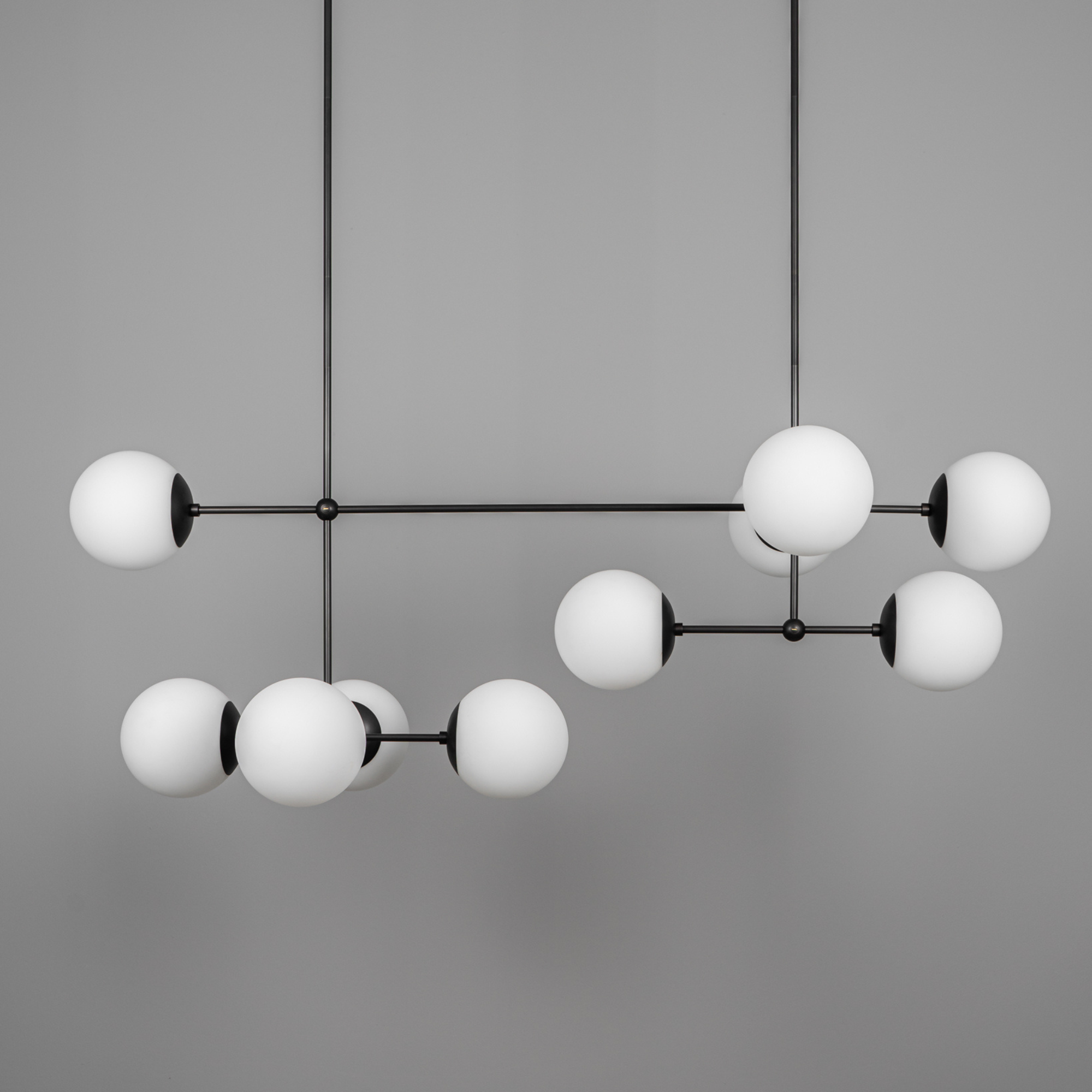 Schwung Armstrong Linear 10 Light Chandelier - Opal Mat Glass