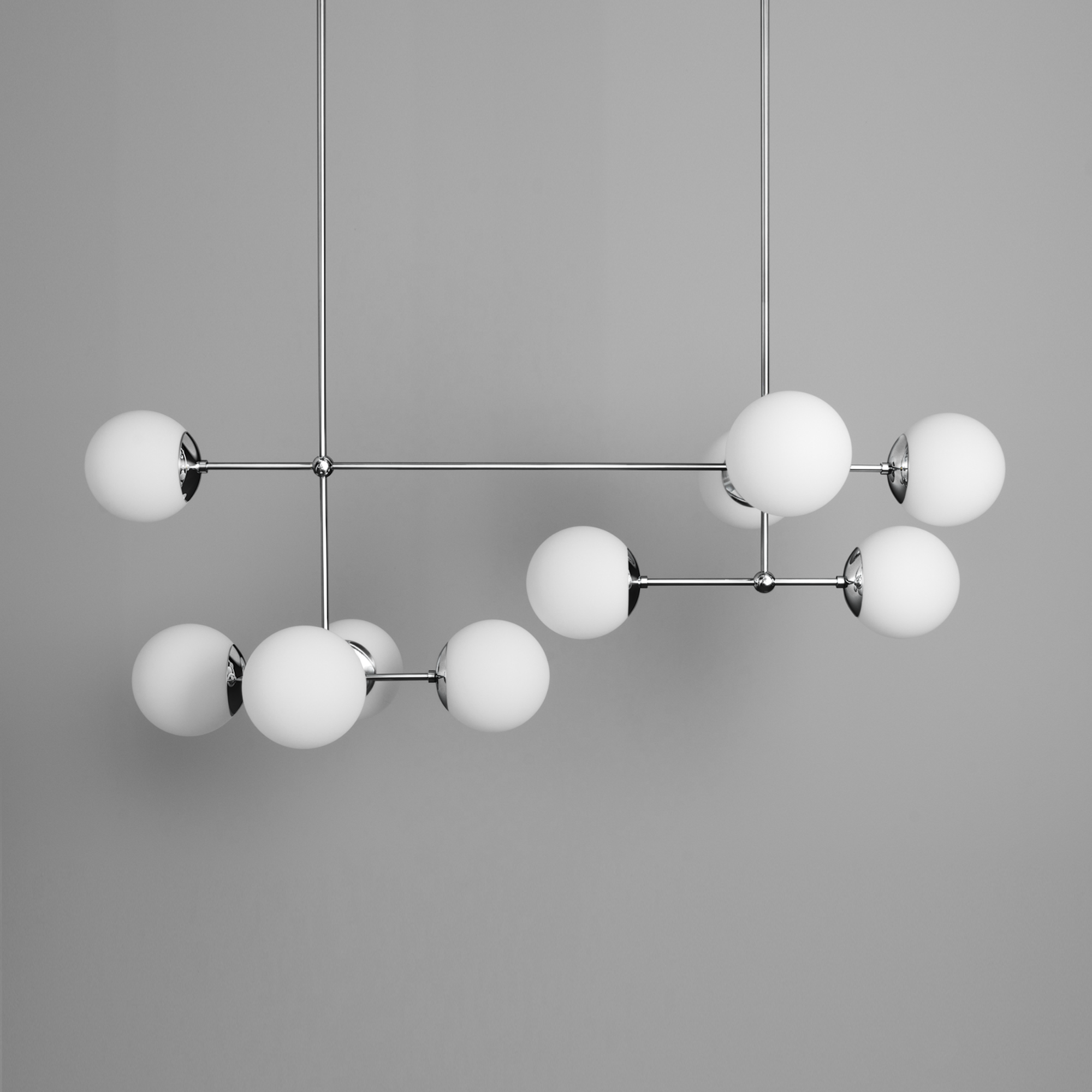 Schwung Armstrong Linear 10 Light Chandelier - Opal Mat Glass