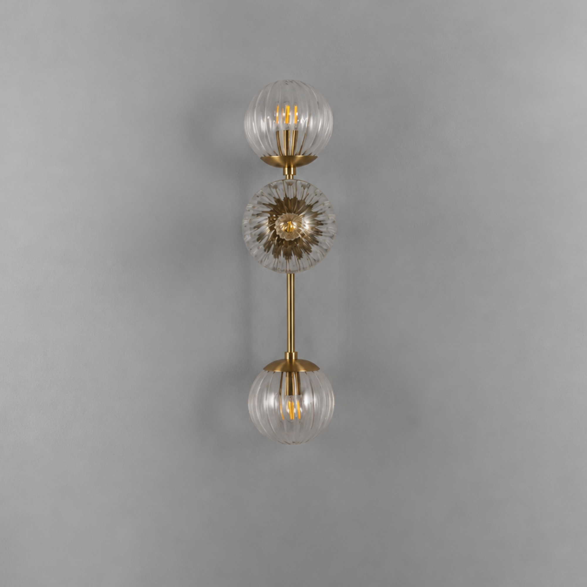 Schwung Armstrong Triple Wall Sconce Light - Dries Ribbon Glass